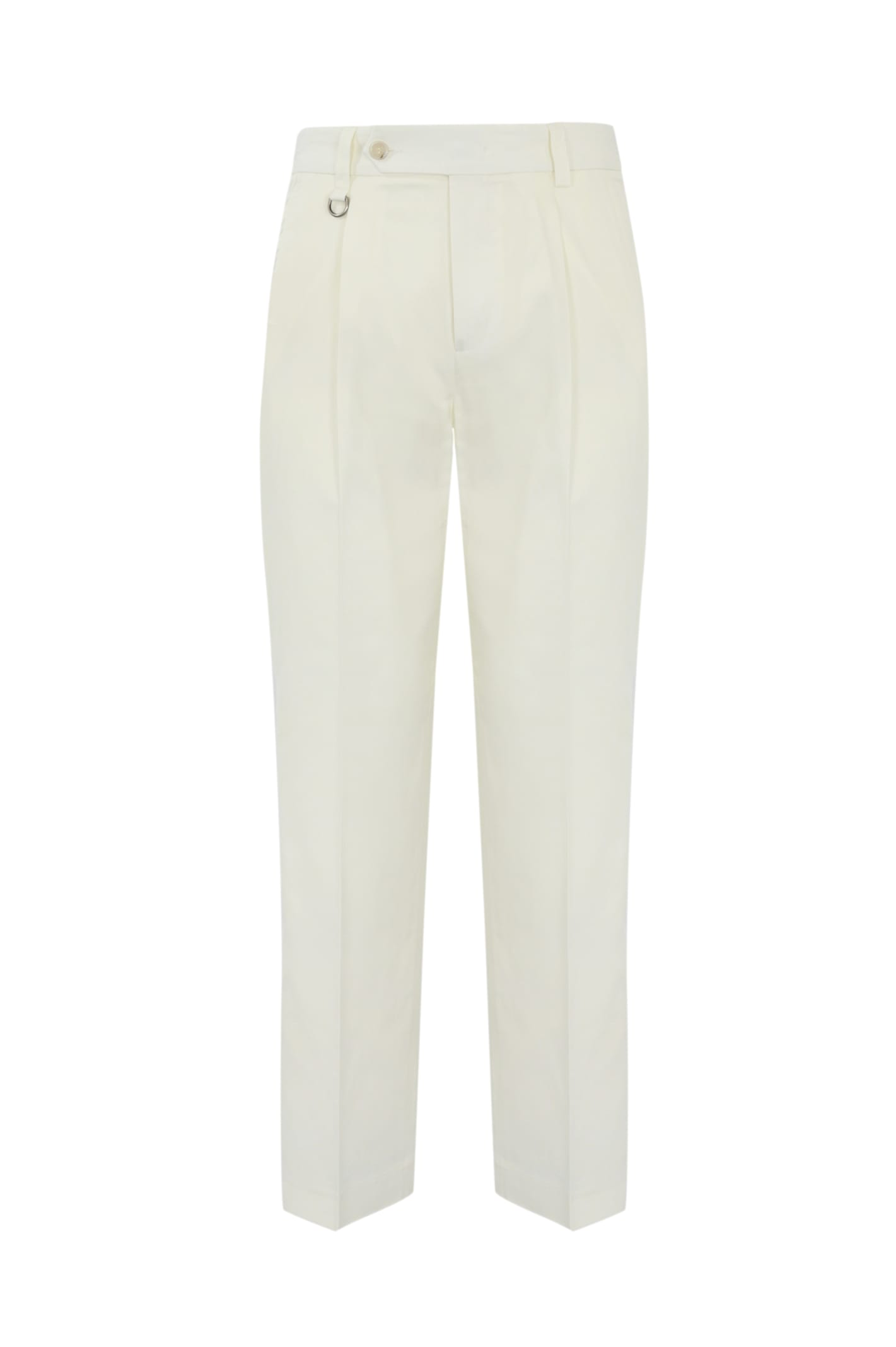 Chino Trousers With Pleats In Cotton Blend