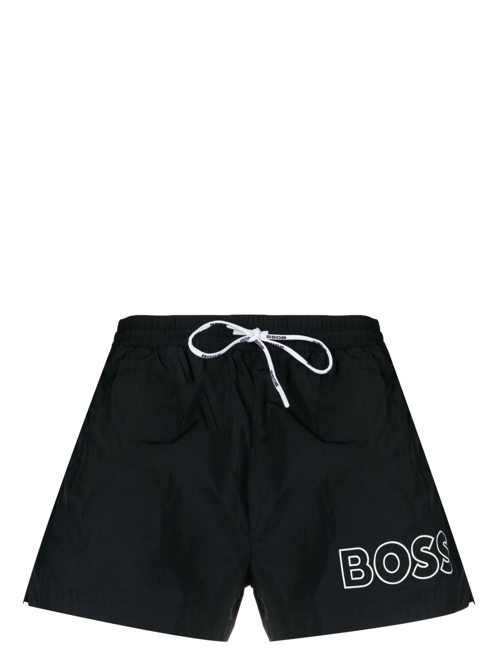 Shop Hugo Boss Black Quick-drying Beach Boxers With Profiled Logo