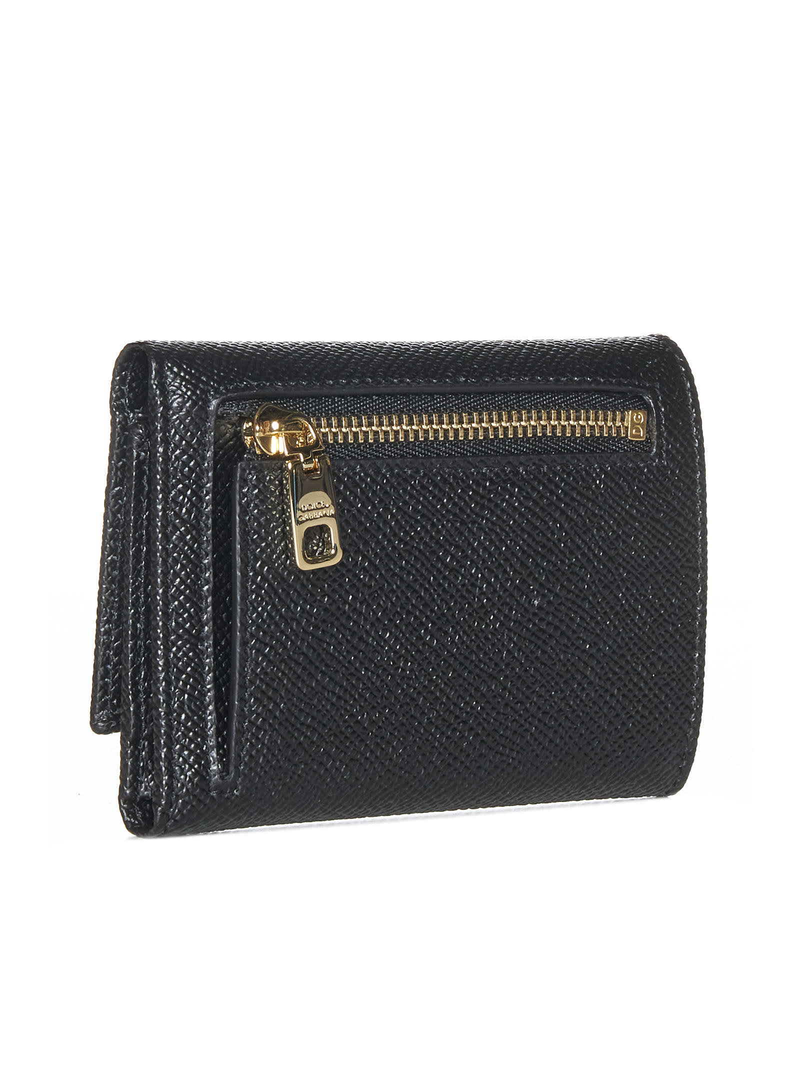 Dolce & Gabbana Compact Trifold Wallet In Black
