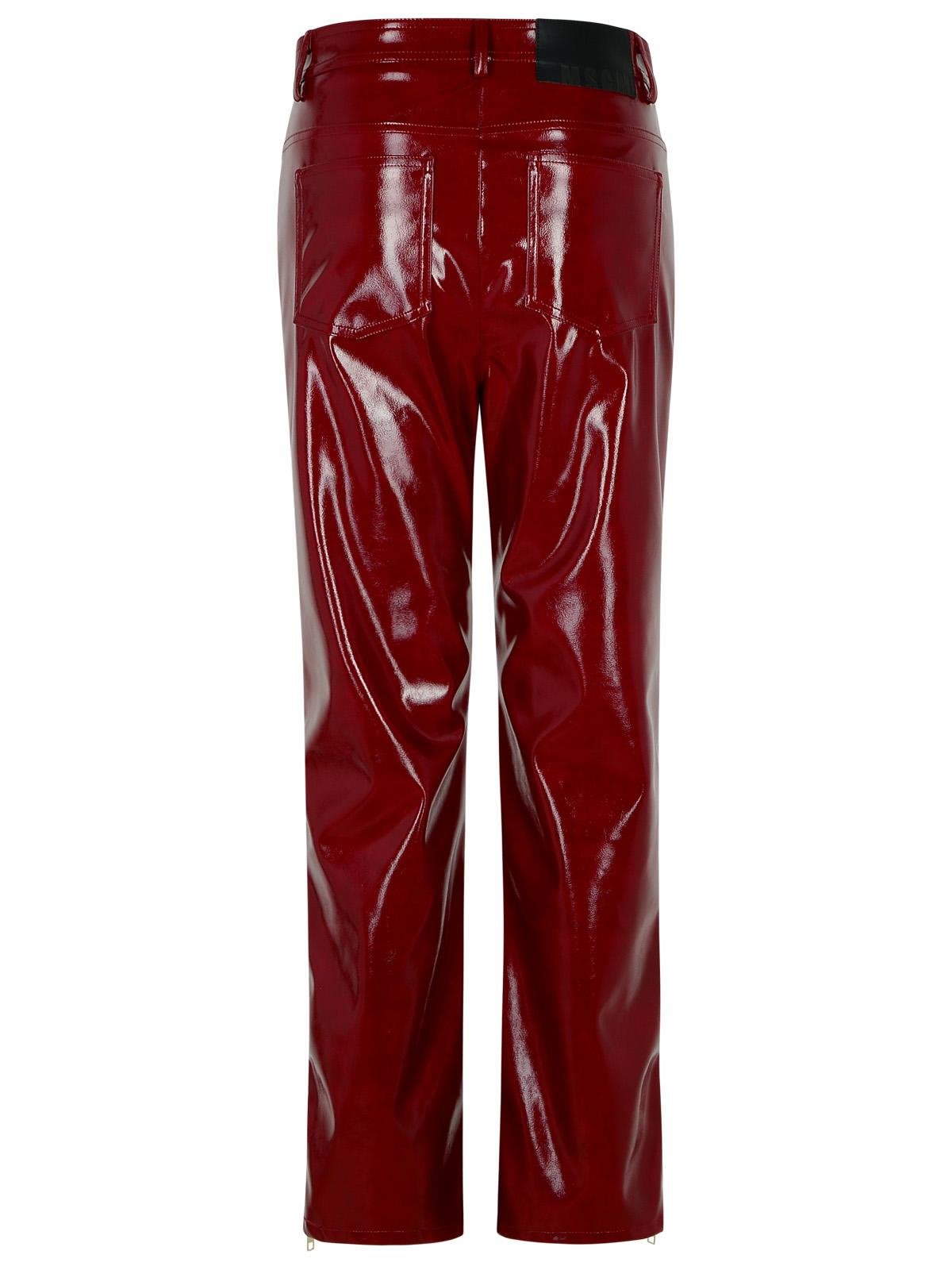 Shop Msgm High-shine Tapered Pants In Burgundy