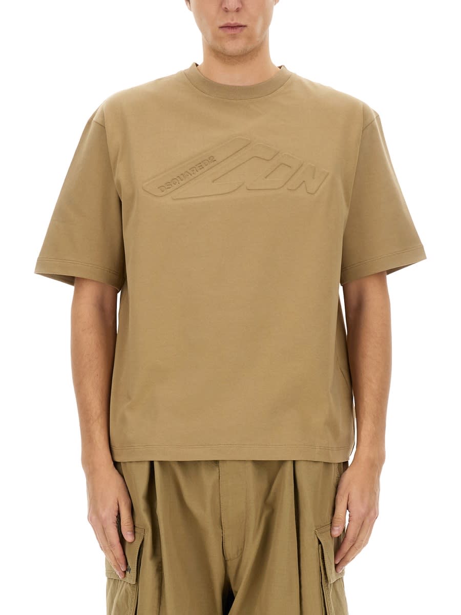 Dsquared2 Dsquared Men "icon New Generation" T-shirt In Beige