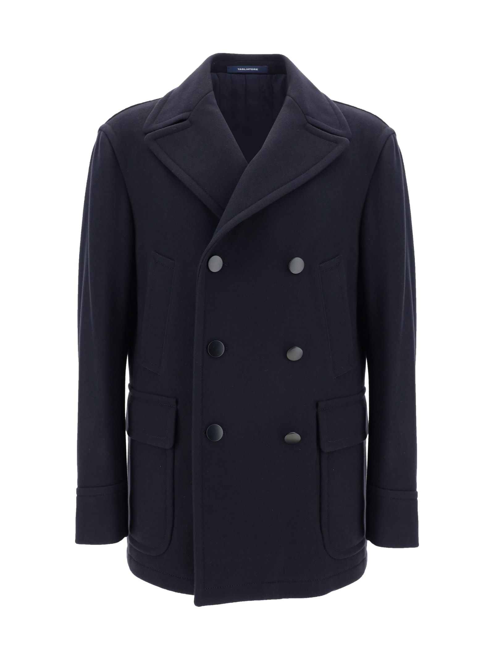 Shop Tagliatore Coat In Blu