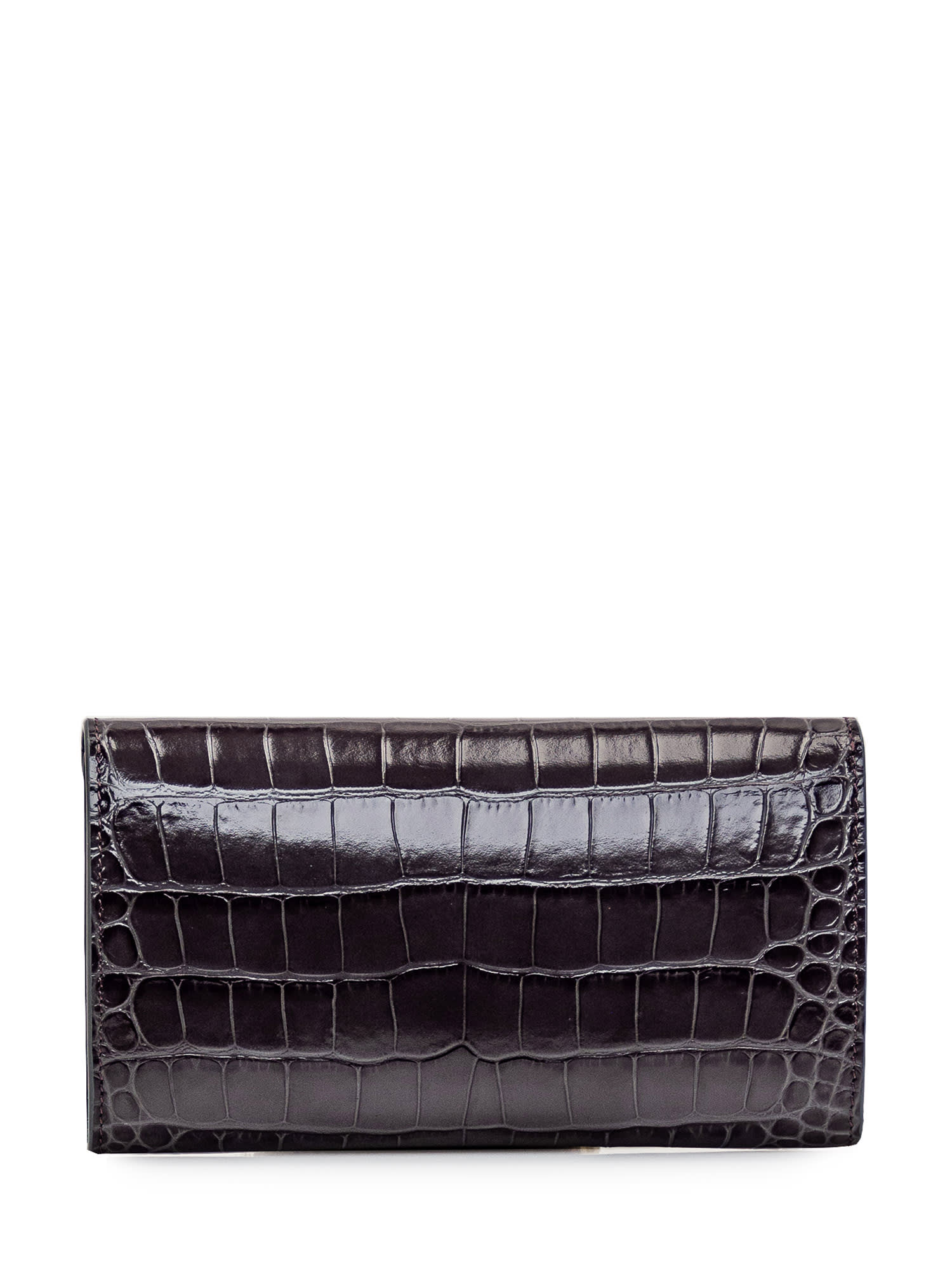 Shop Victoria Beckham Wallet With Chain In Slate Grey