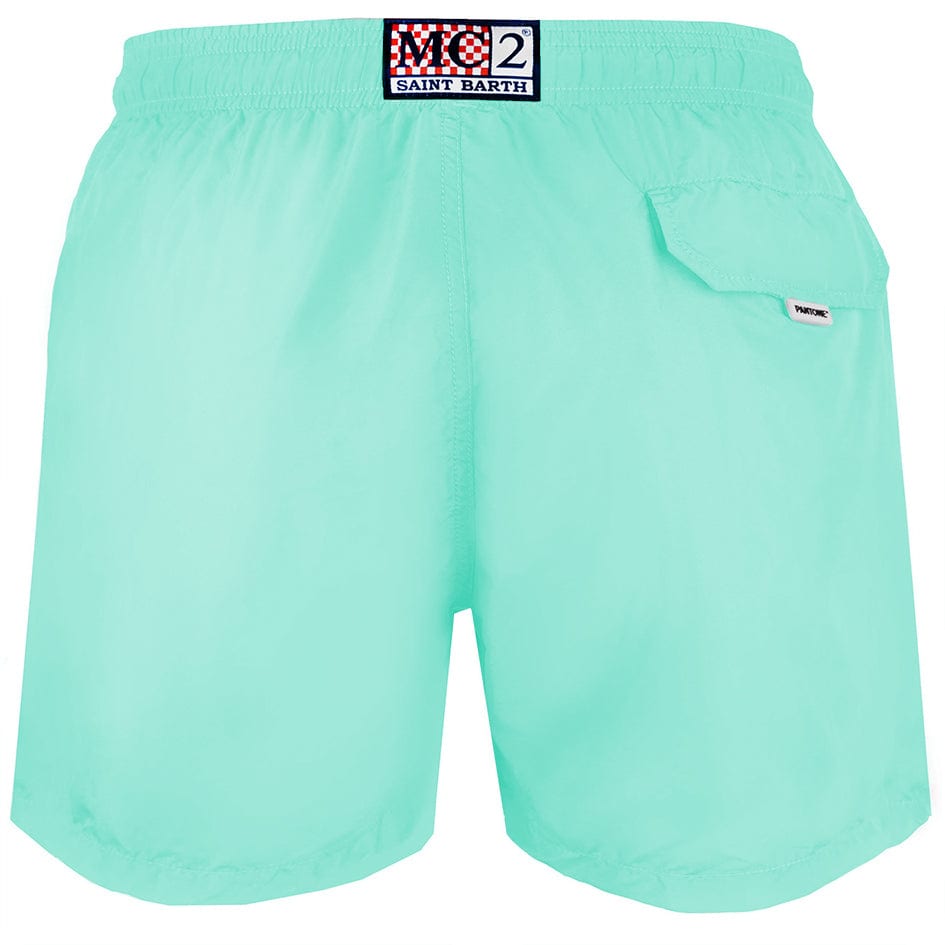 Shop Mc2 Saint Barth Man Water Green Swim Shorts Pantone Special Edition