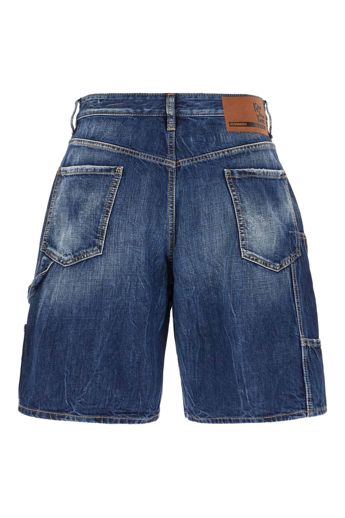 Dsquared2 Carpenter Denim Bermuda Shorts In Navy Blue