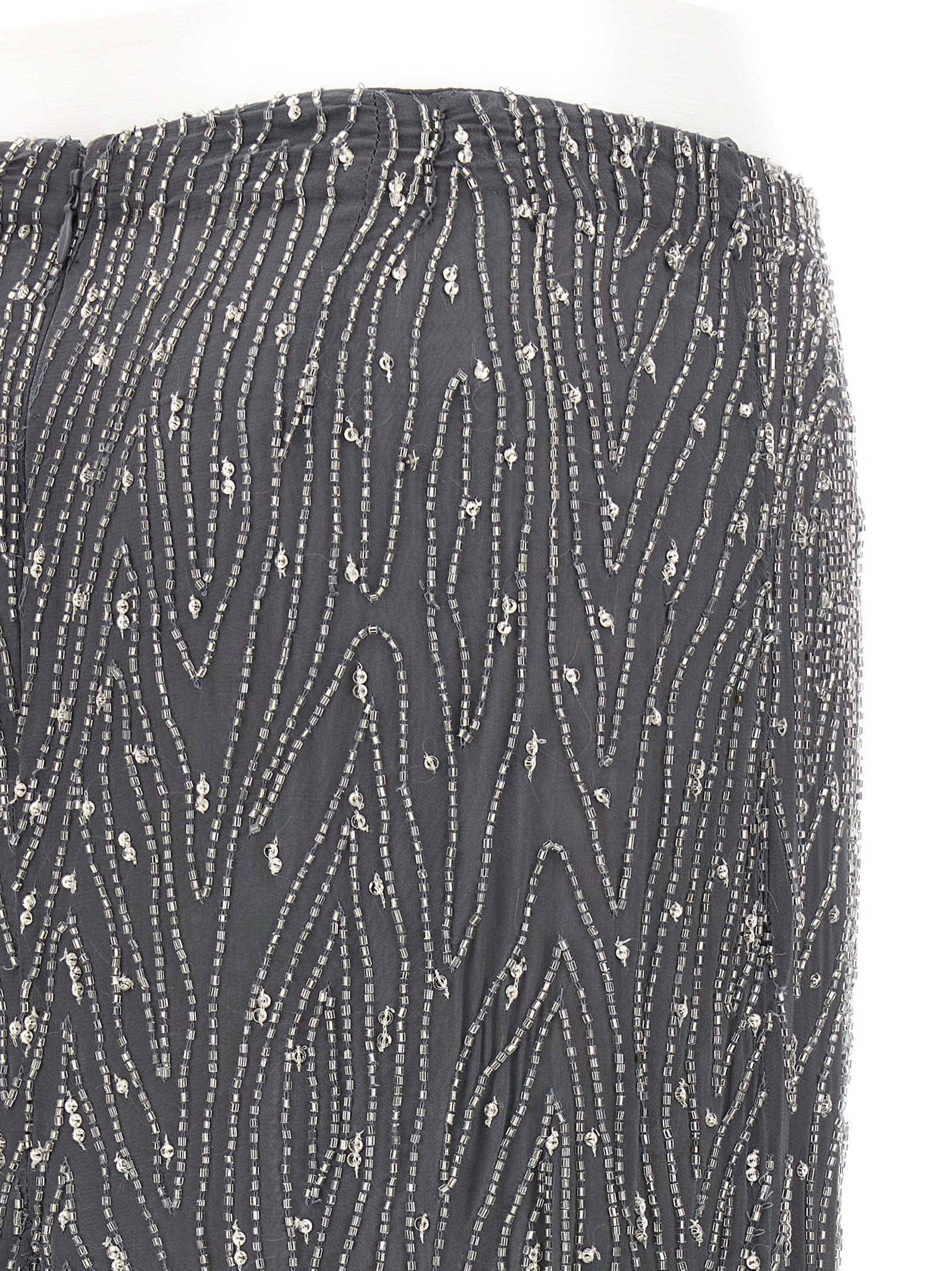 Shop P.a.r.o.s.h Beads And Sequins Skirt In Gray