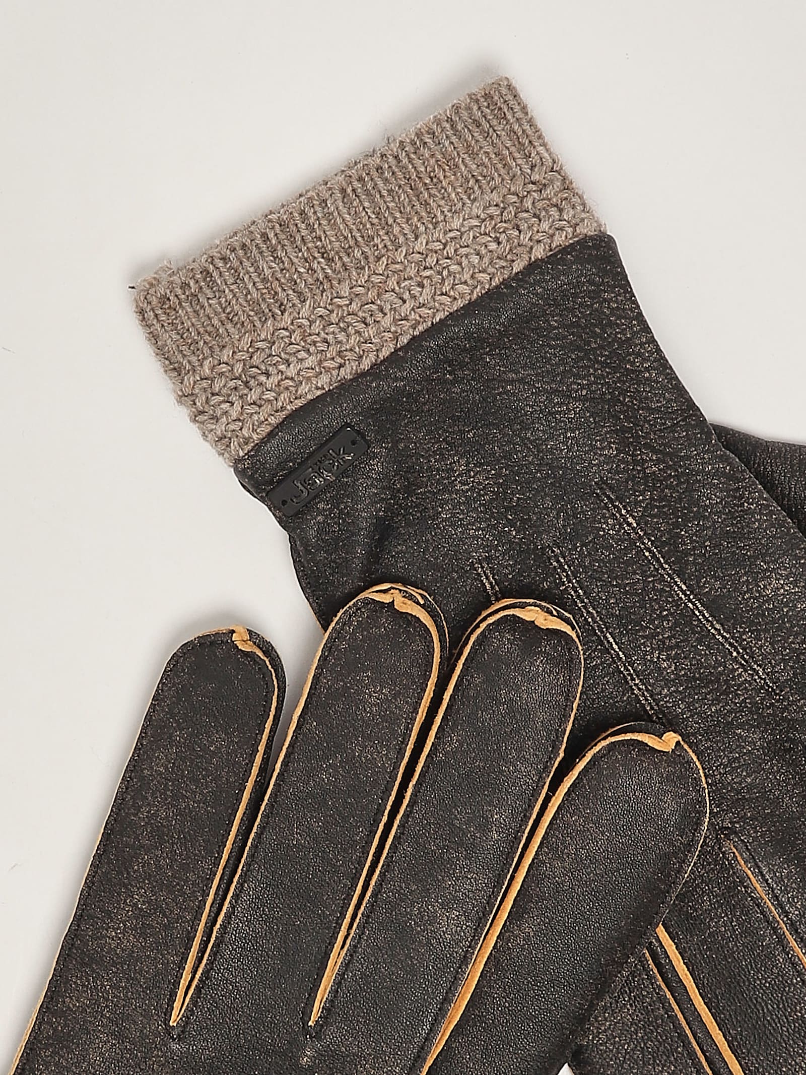 The Jackie Leather Guanti Gloves In Nero