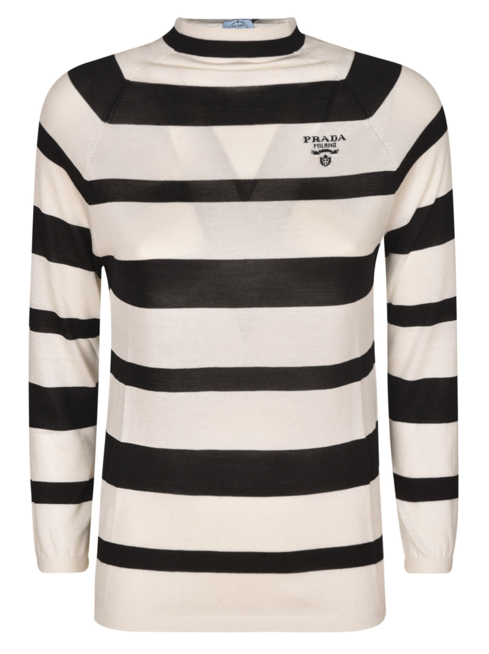 Prada Rib Trim Striped Sweater