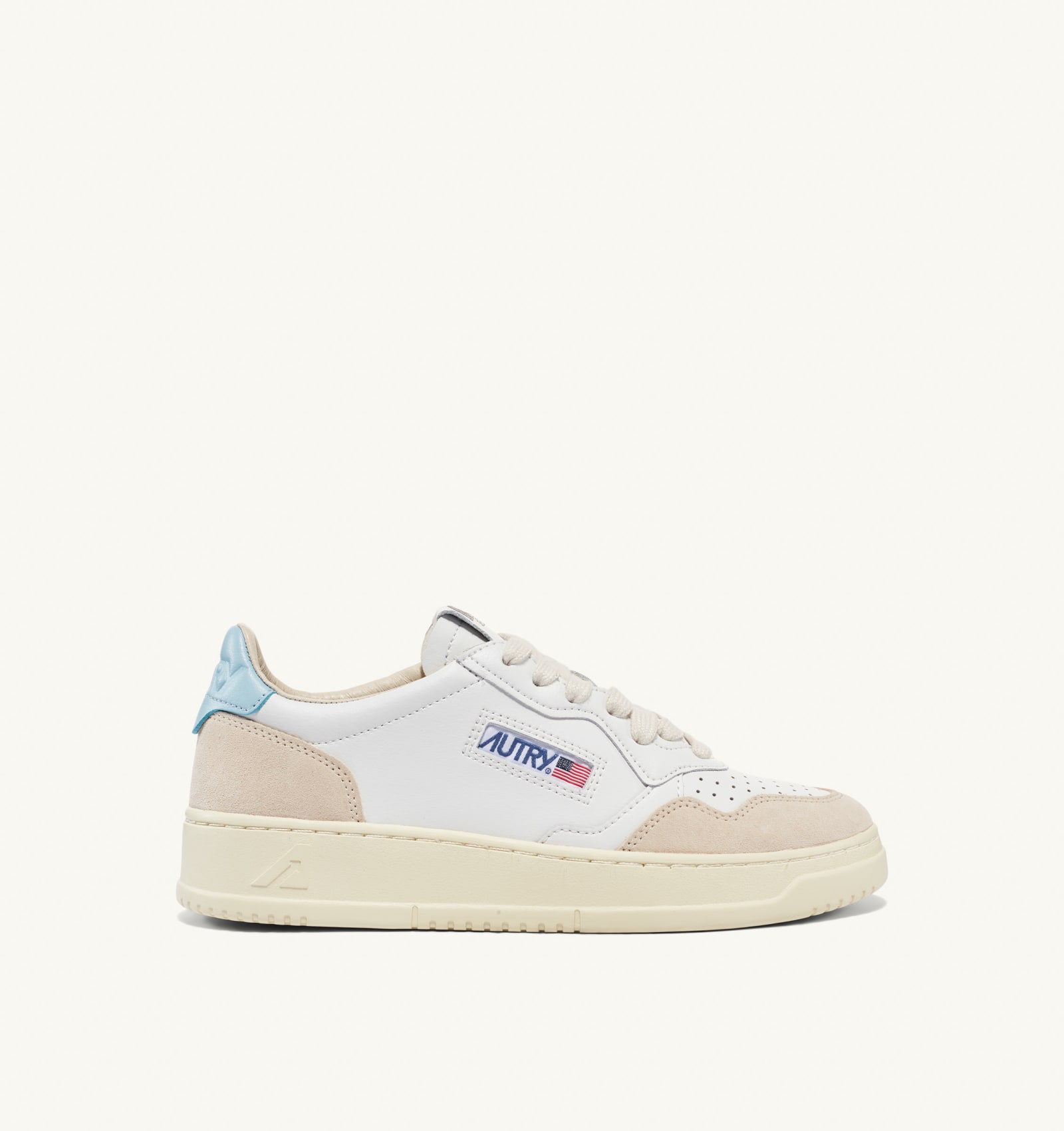Autry Medalist Low Leat Suede In White St Blue