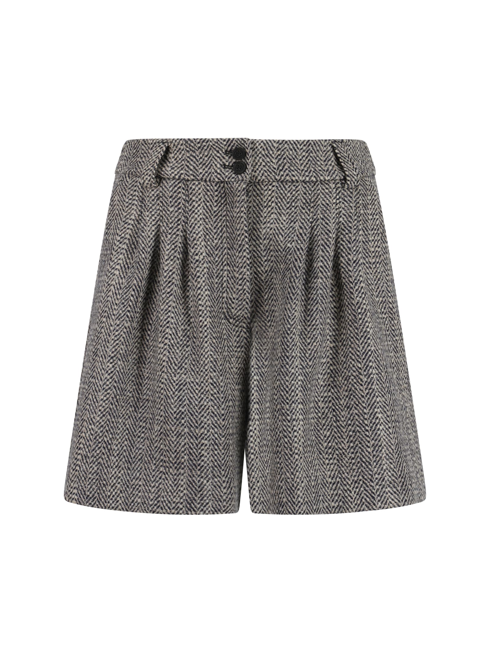 Shop Golden Goose Shorts Herringbone In Midnight/ecru