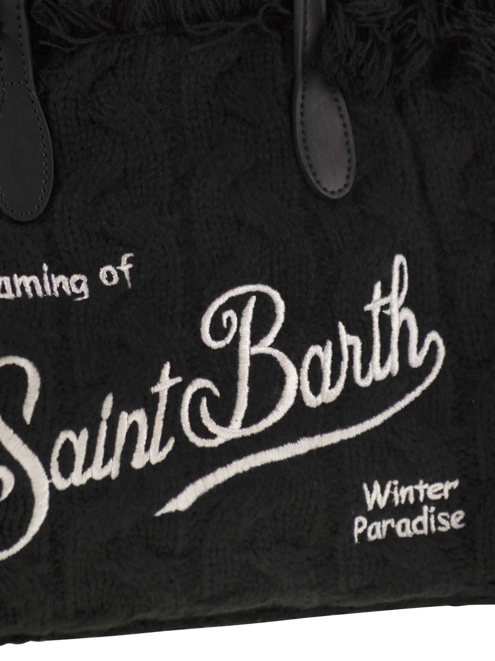 Mc2 Saint Barth Colette - Wool-effect Bag With Logo In Black