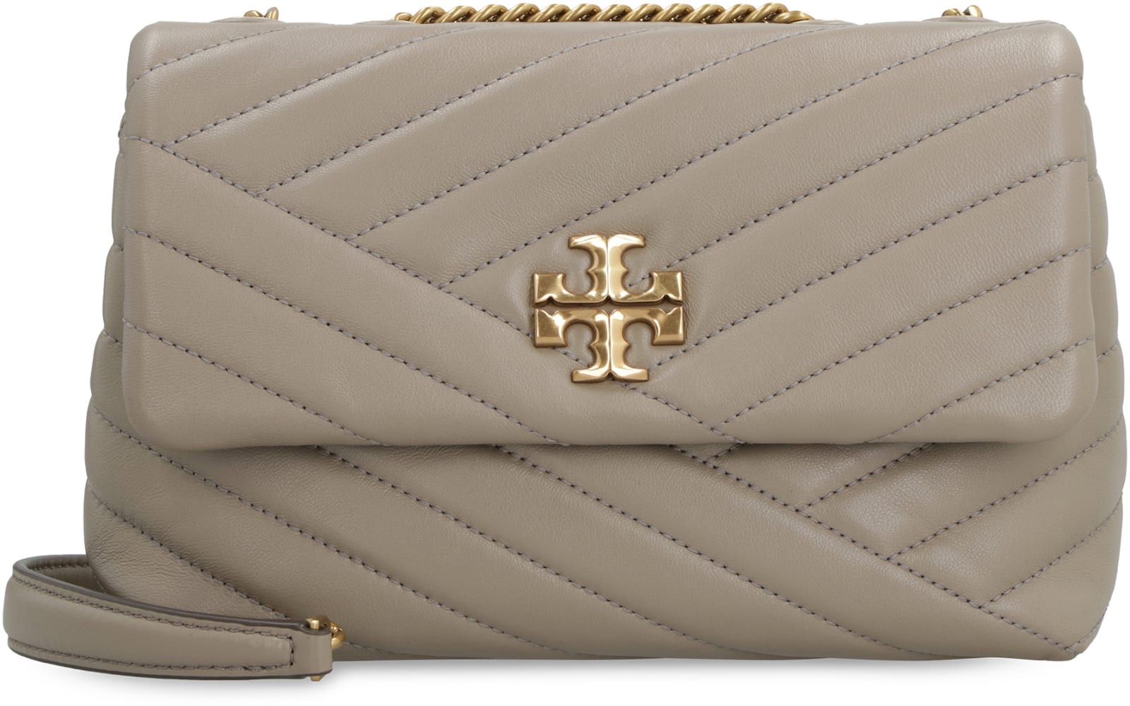 Shop Tory Burch Kira Leather Shoulder Bag Shoulder Bag In Gray