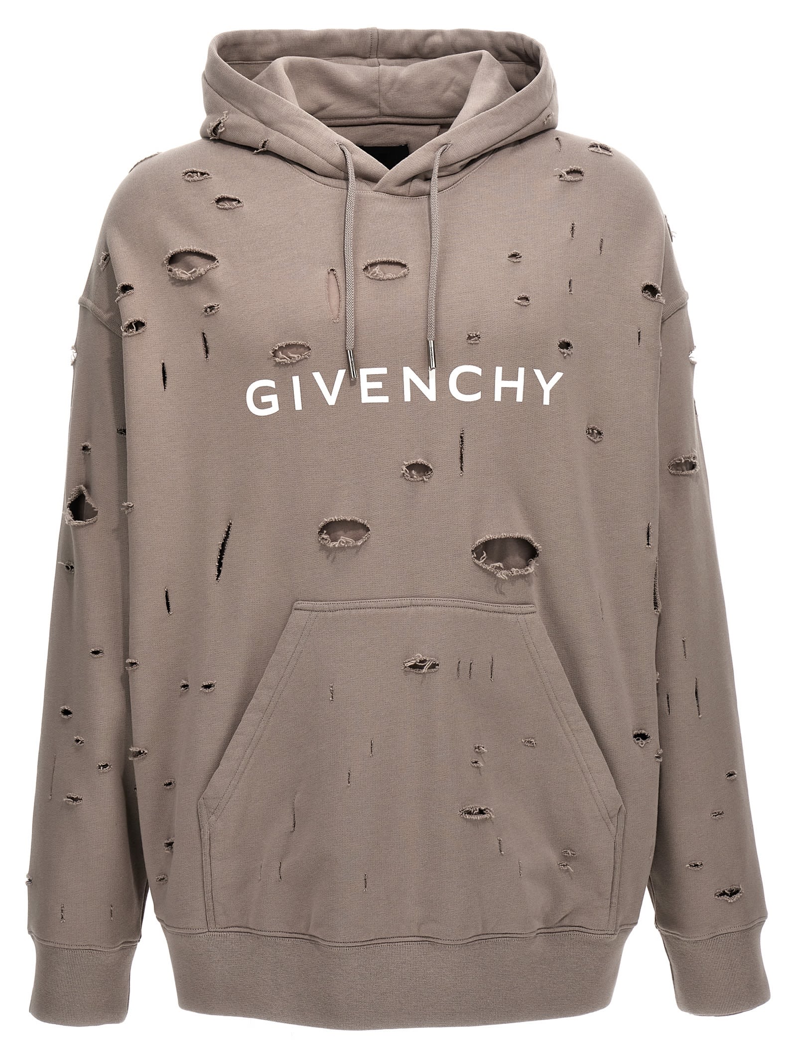 Shop Givenchy Logo Hoodie In Gray