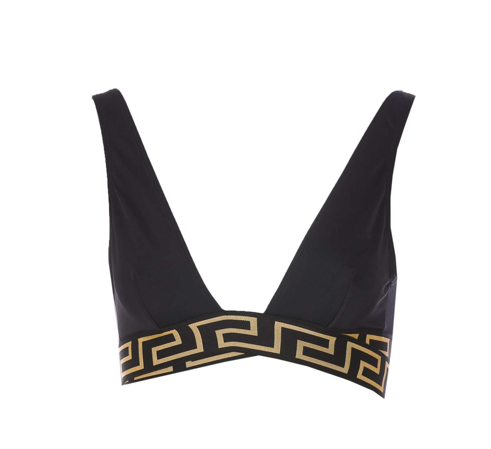 Shop Versace Greca Border Triangle Bikini In Nero
