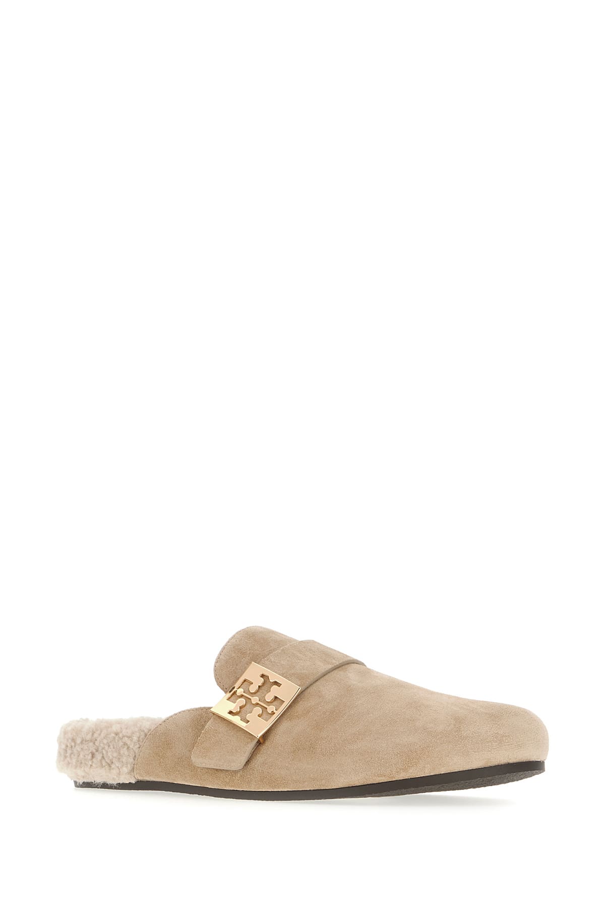 Shop Tory Burch Cappuccino Suede Mellow Slippers In Noisette Taupe