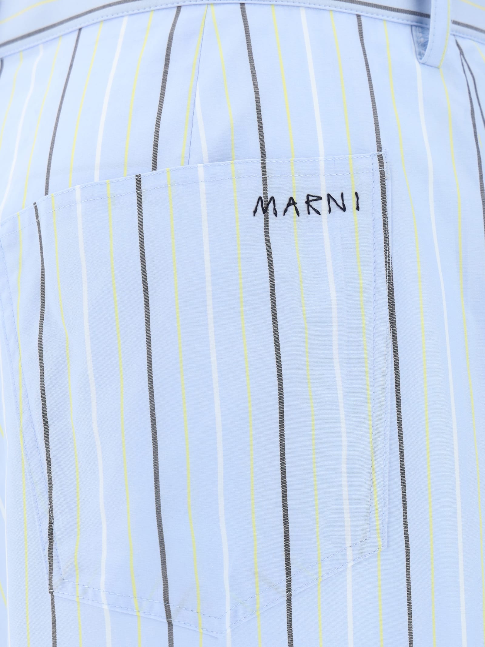 Marni Trousers With Front Pleats And Stripes In Aquamarine