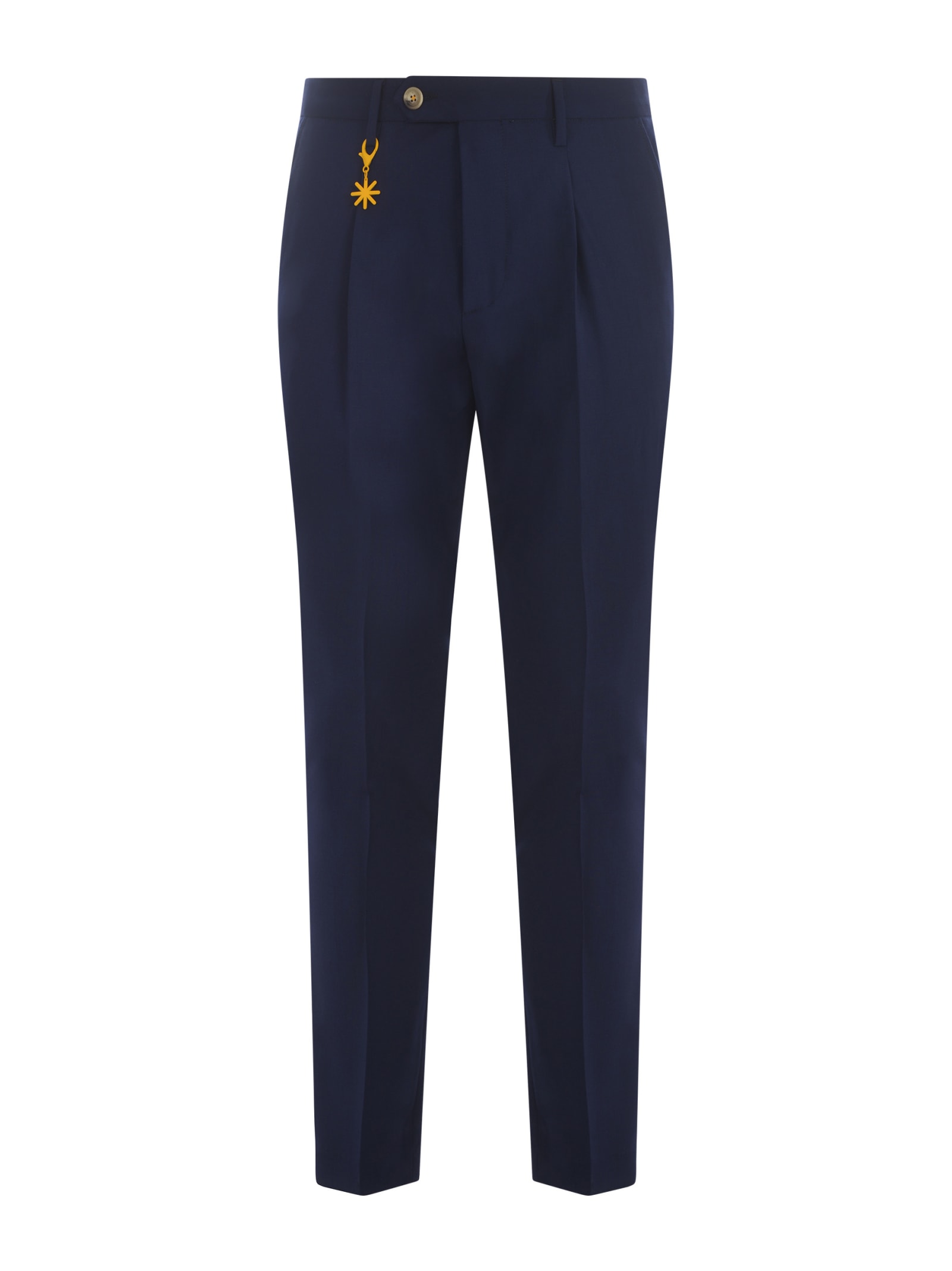 Shop Manuel Ritz Trousers  In Wool Available Pompei Store In Blu