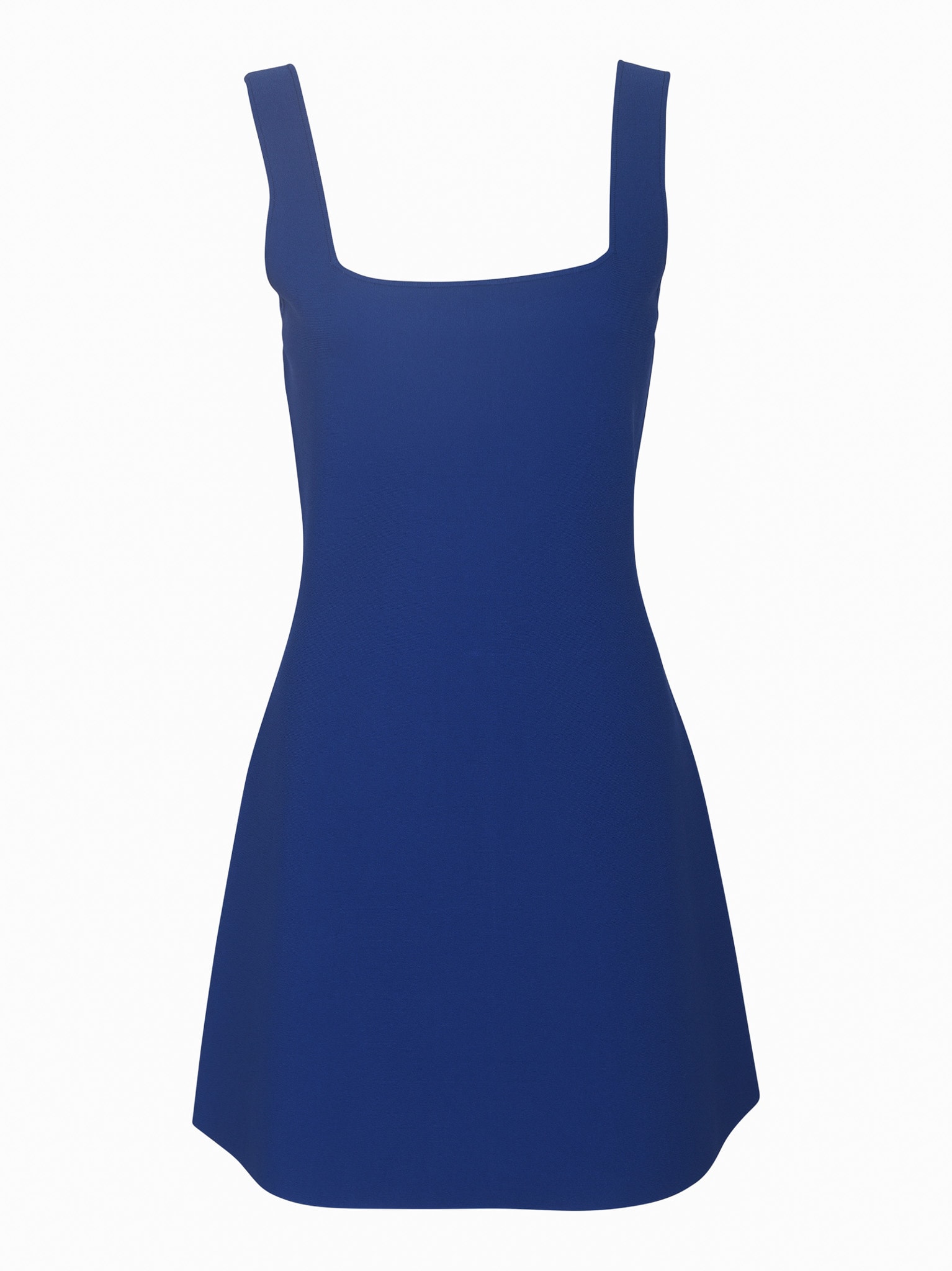 Shop Theory Square Neck Sleeveless Flared Short Dress In Bluette