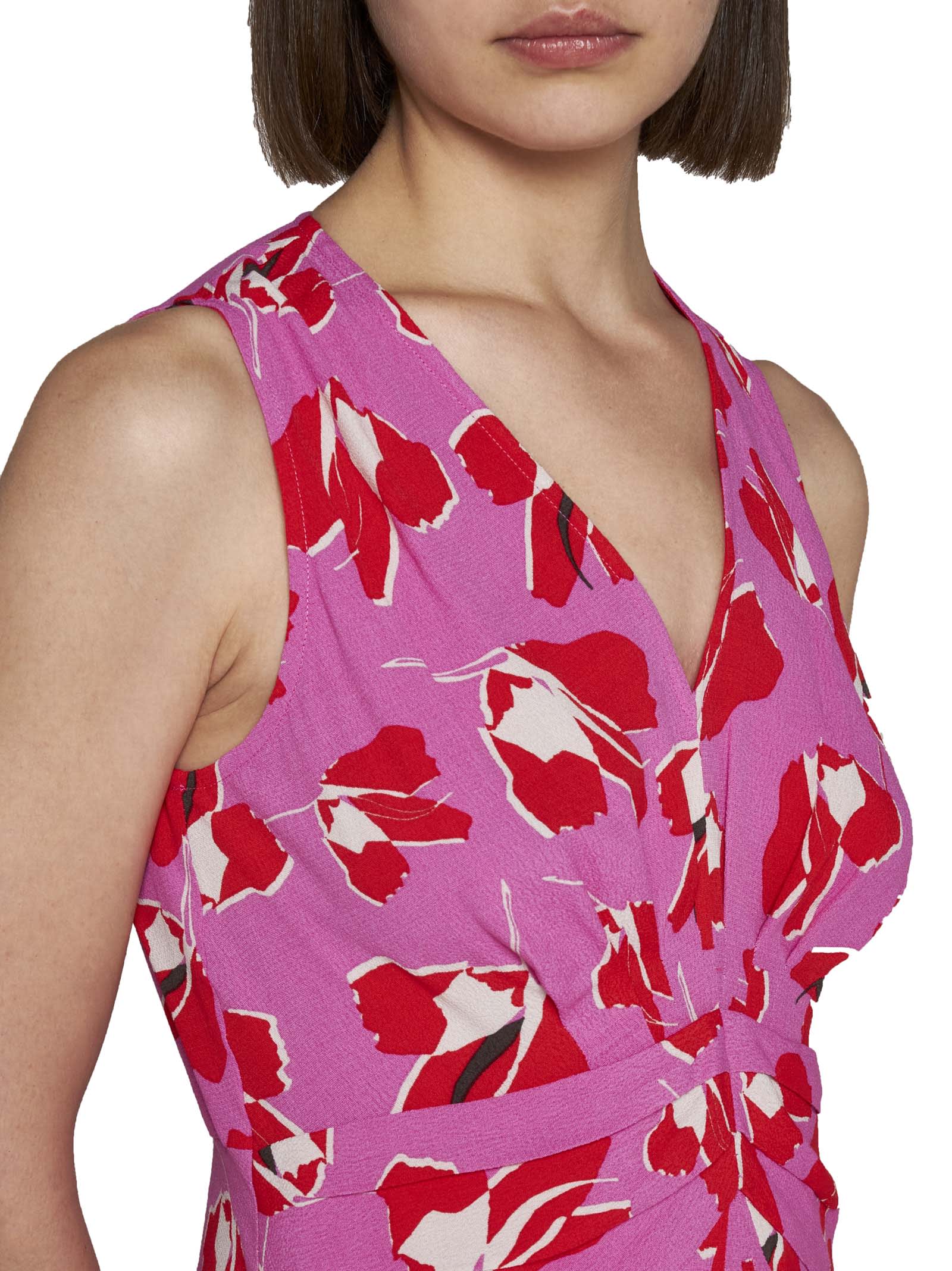 Shop Diane Von Furstenberg Dress In Paper Tulip Lg Pink