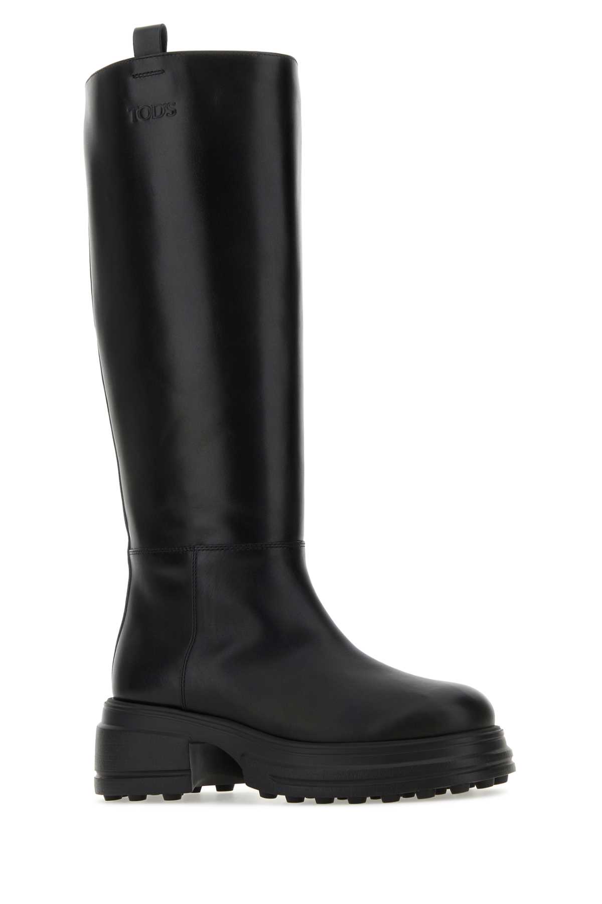 Tod's Black Leather Boots In Nero
