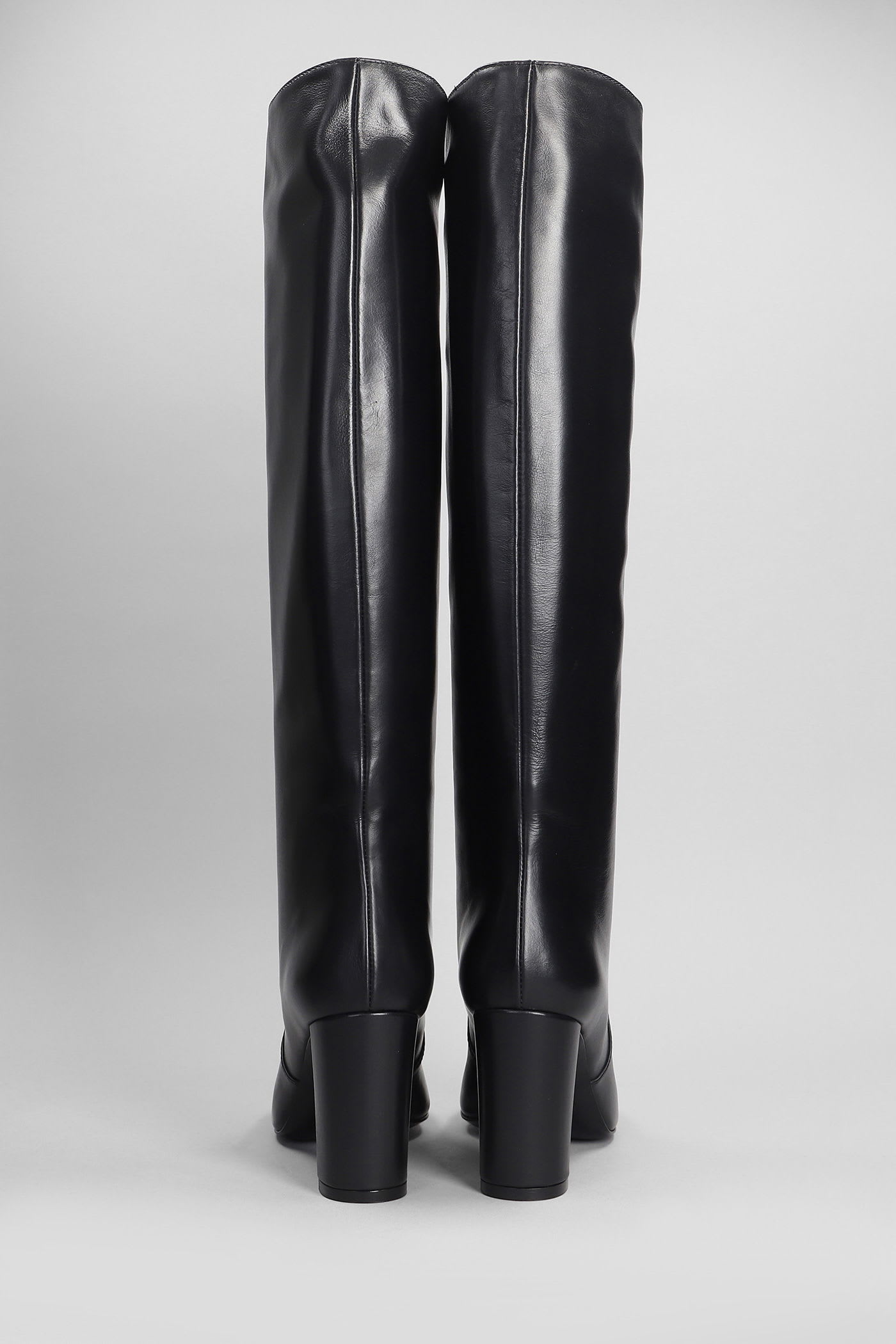 Via Roma 15 80mm Metal-logo Block-heel Boots In Black