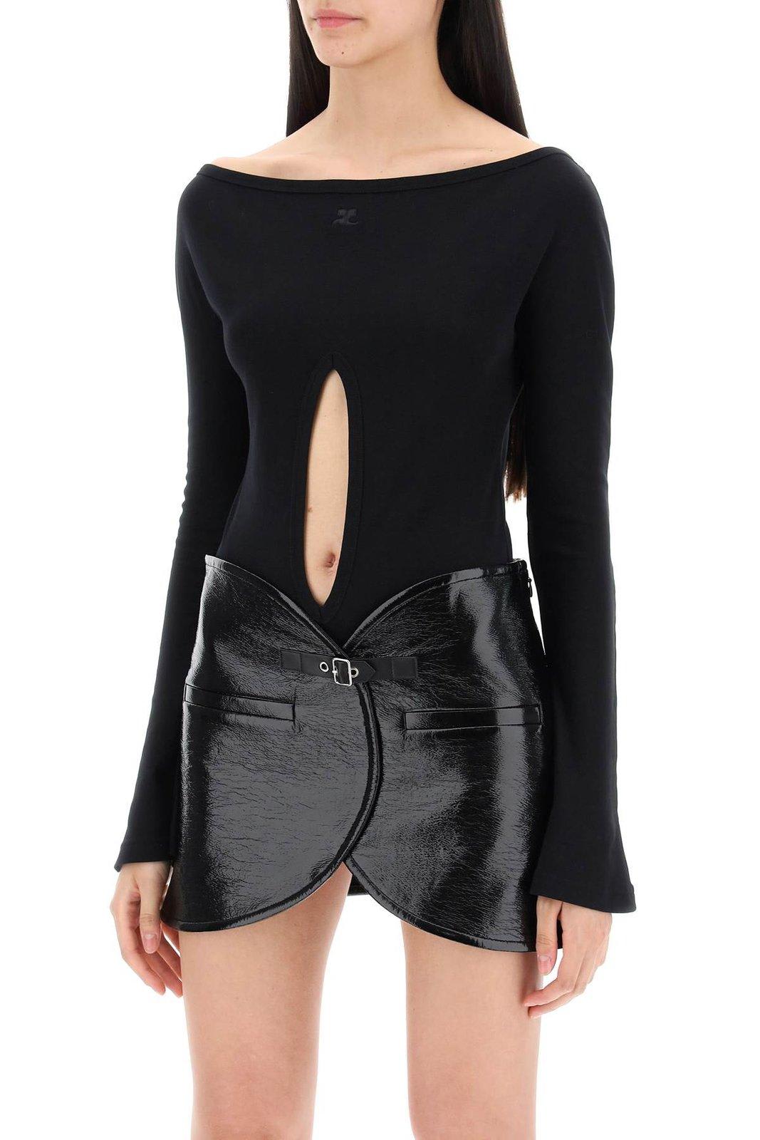 Shop Courrèges Drop Jersey Bodysuit In Black