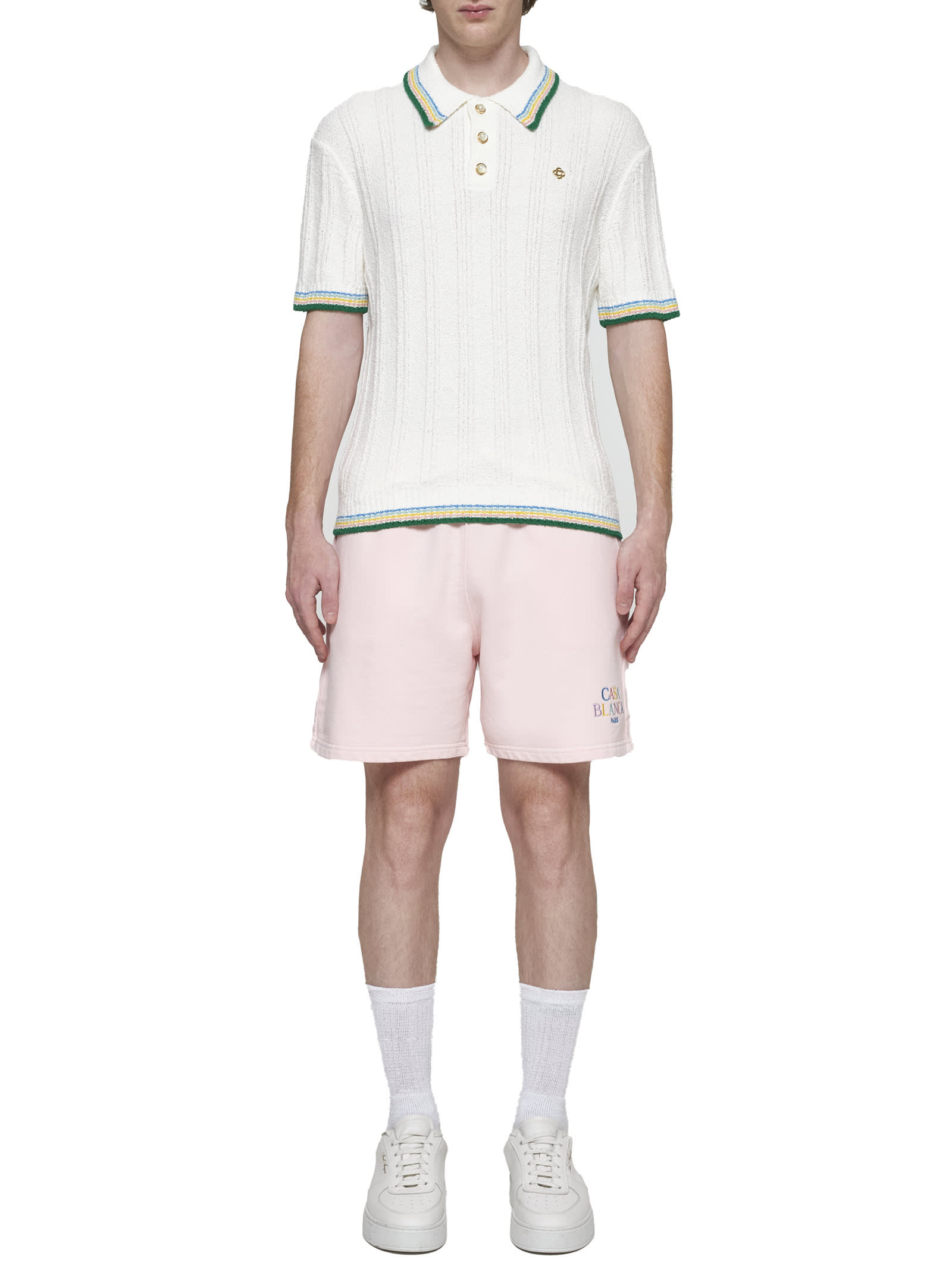 Shop Casablanca Polo Shirt In Bianco