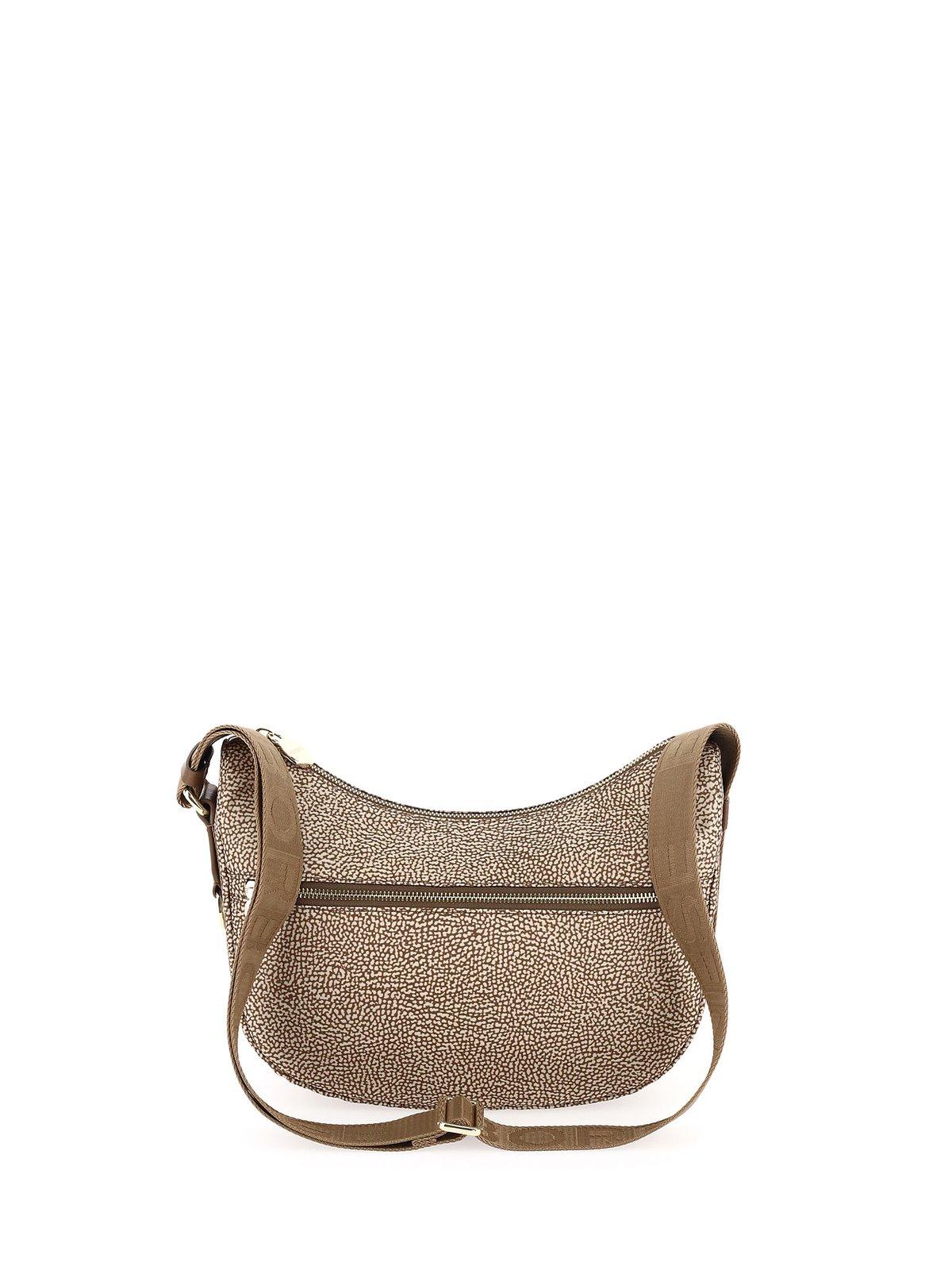 Shop Borbonese Luna Small Shoulder Bag In Beige/marrone