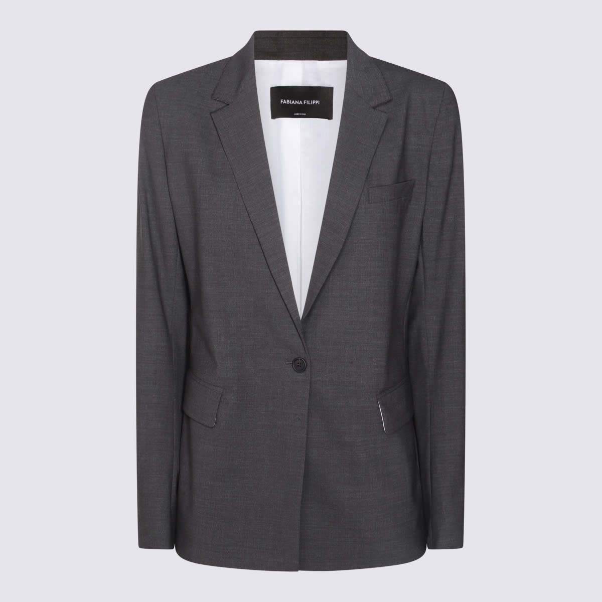 Shop Fabiana Filippi Dark Grey Wool Blazer In Anthracite