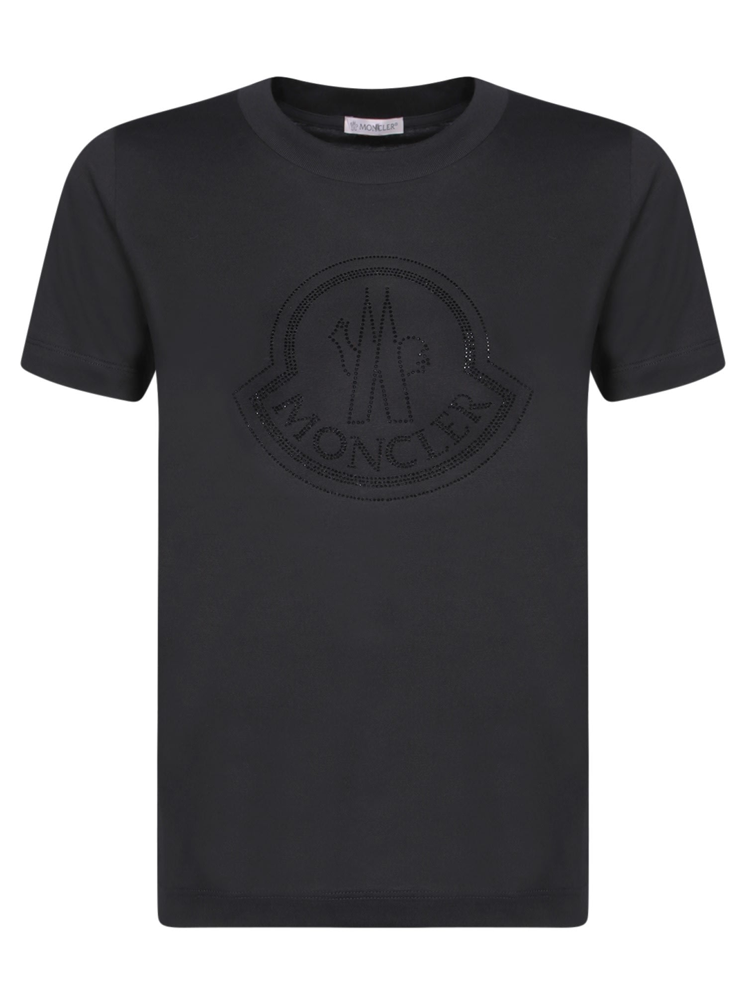 Shop Moncler Logo Cotton Black T-shirt