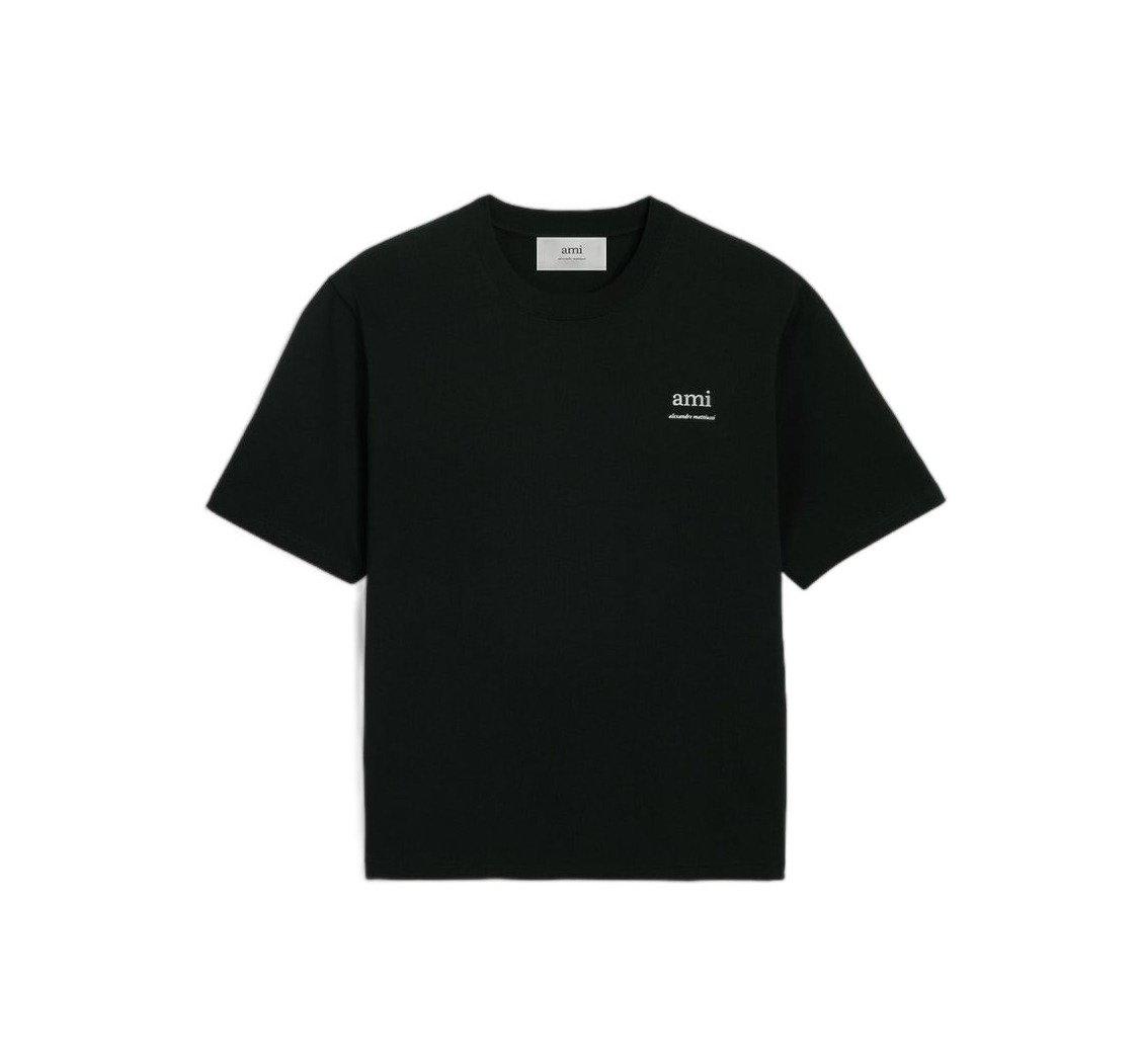 Shop Ami Alexandre Mattiussi Logo Printed Crewneck T-shirt In Black