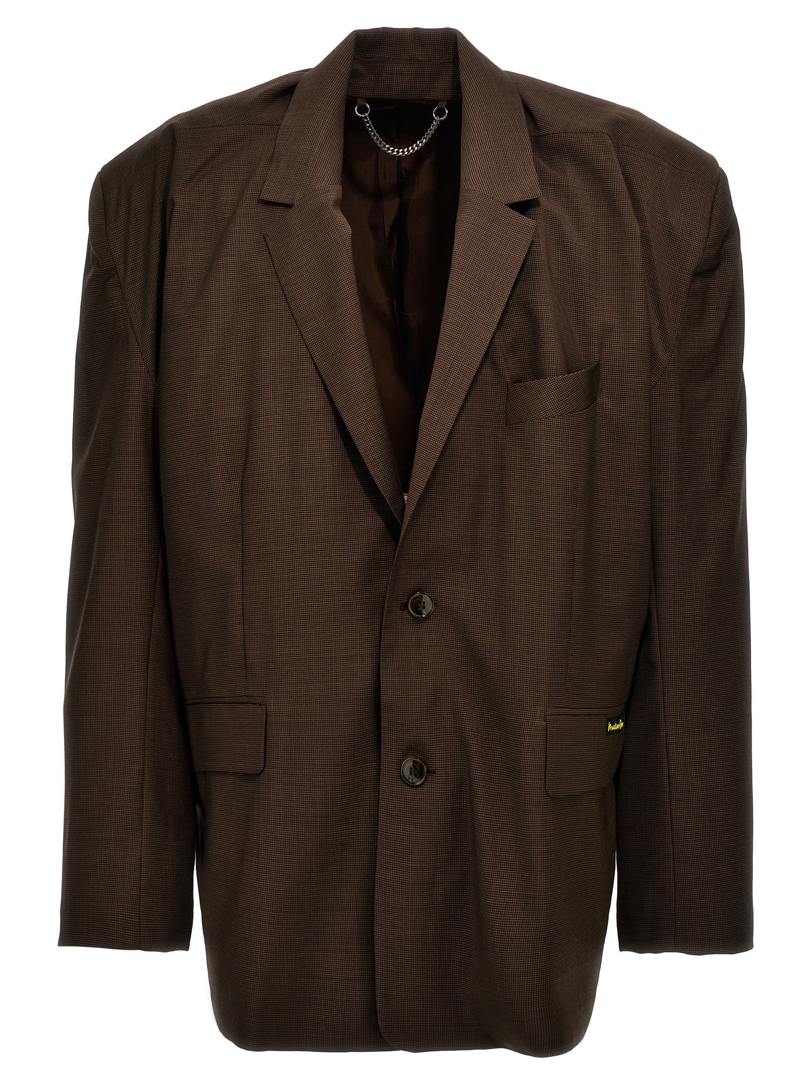 Shop Martine Rose Single-breasted Houndstooth Blazer In Brown