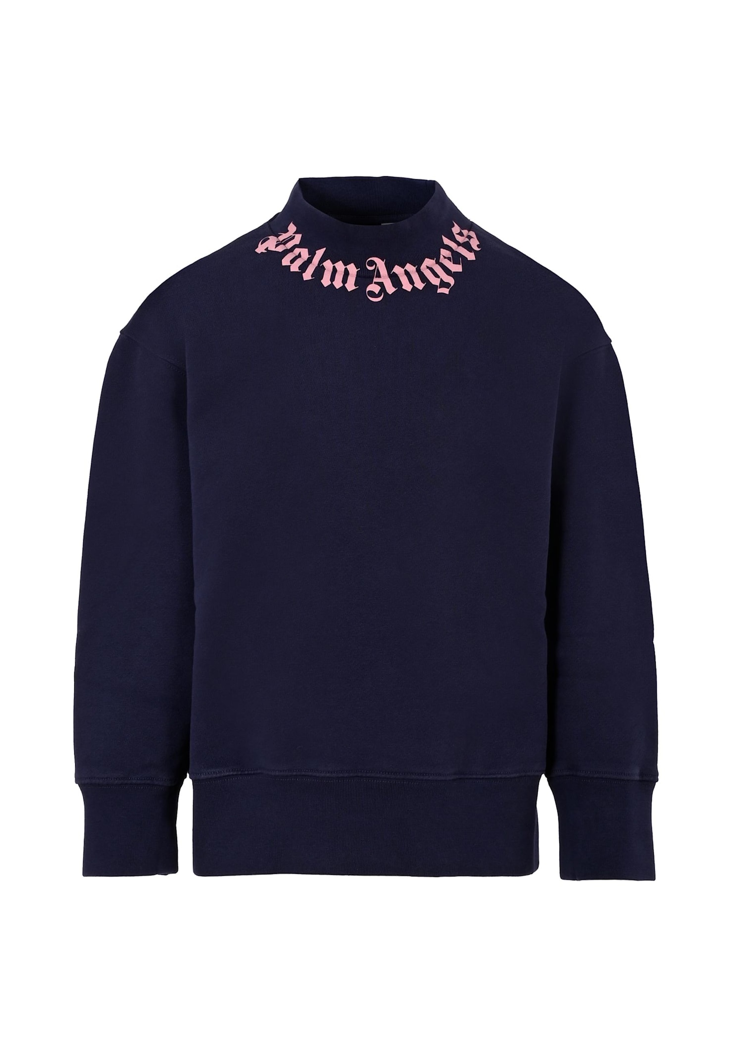 Palm Angels Mock-neck Logo Sweatshirt In Blue