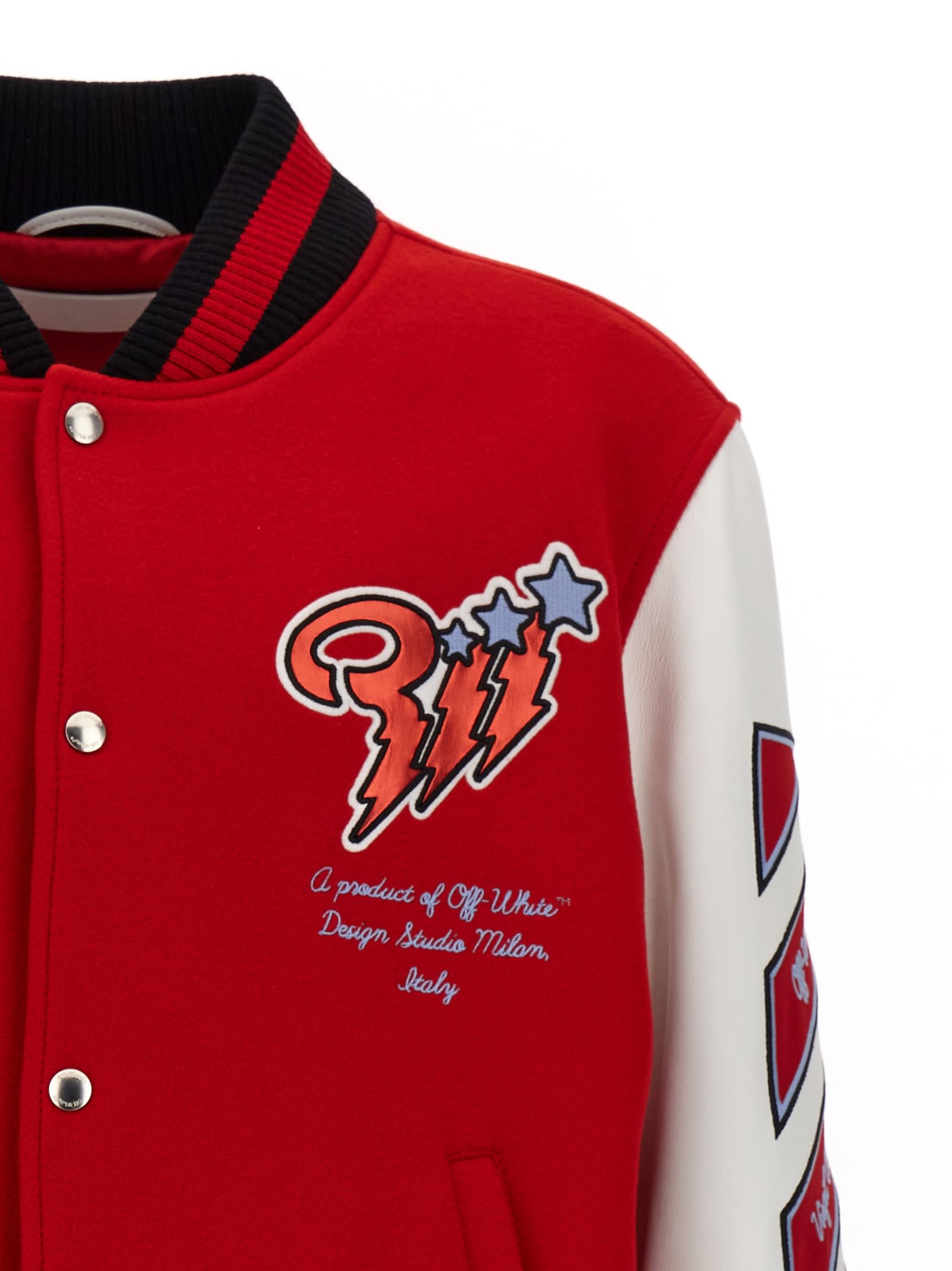 Shop Off-white Varsity Bomber Jacket In Red