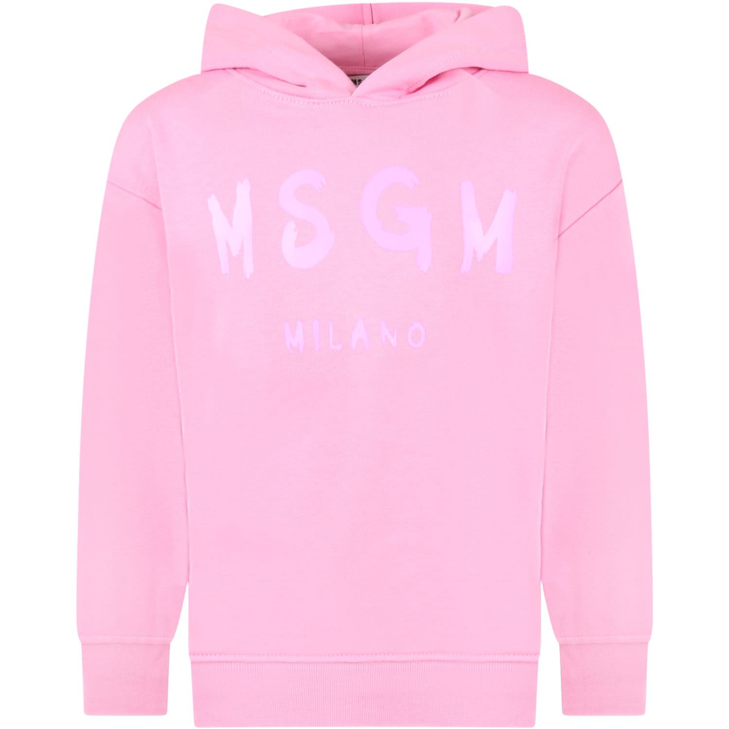 Msgm Kids Pink Sweatshirt For Girl With Purple Logo ModeSens