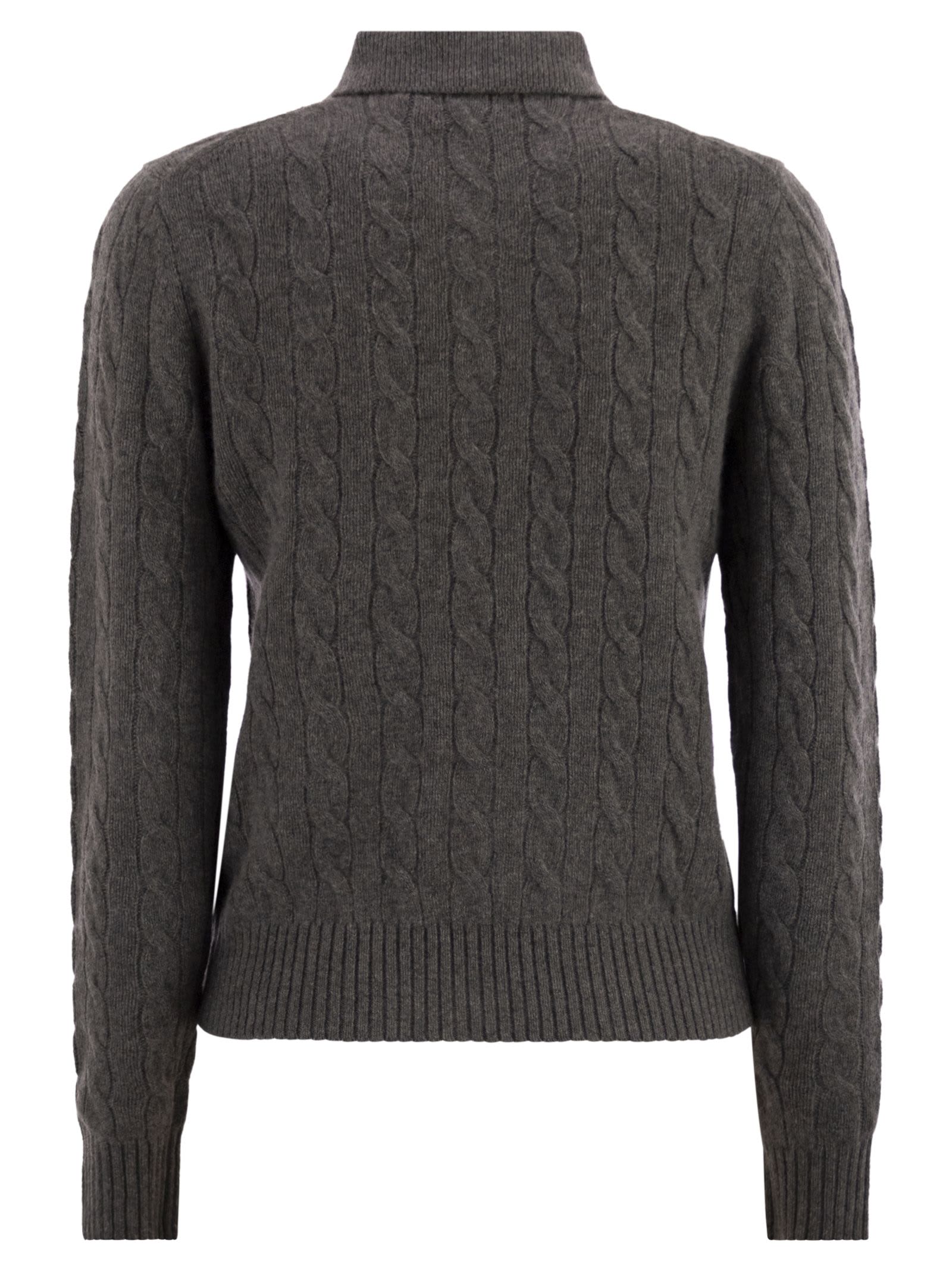 Polo Ralph Lauren Wool And Cashmere Polo Shirt With Cable Knit In Gray