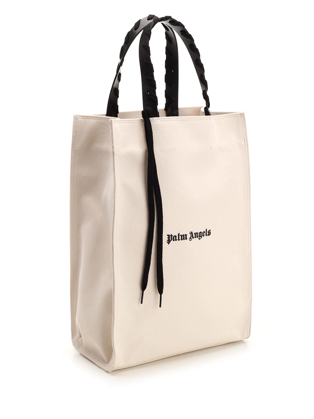 Palm Angels Cotton Canvas Tote Bag In Naturalbl