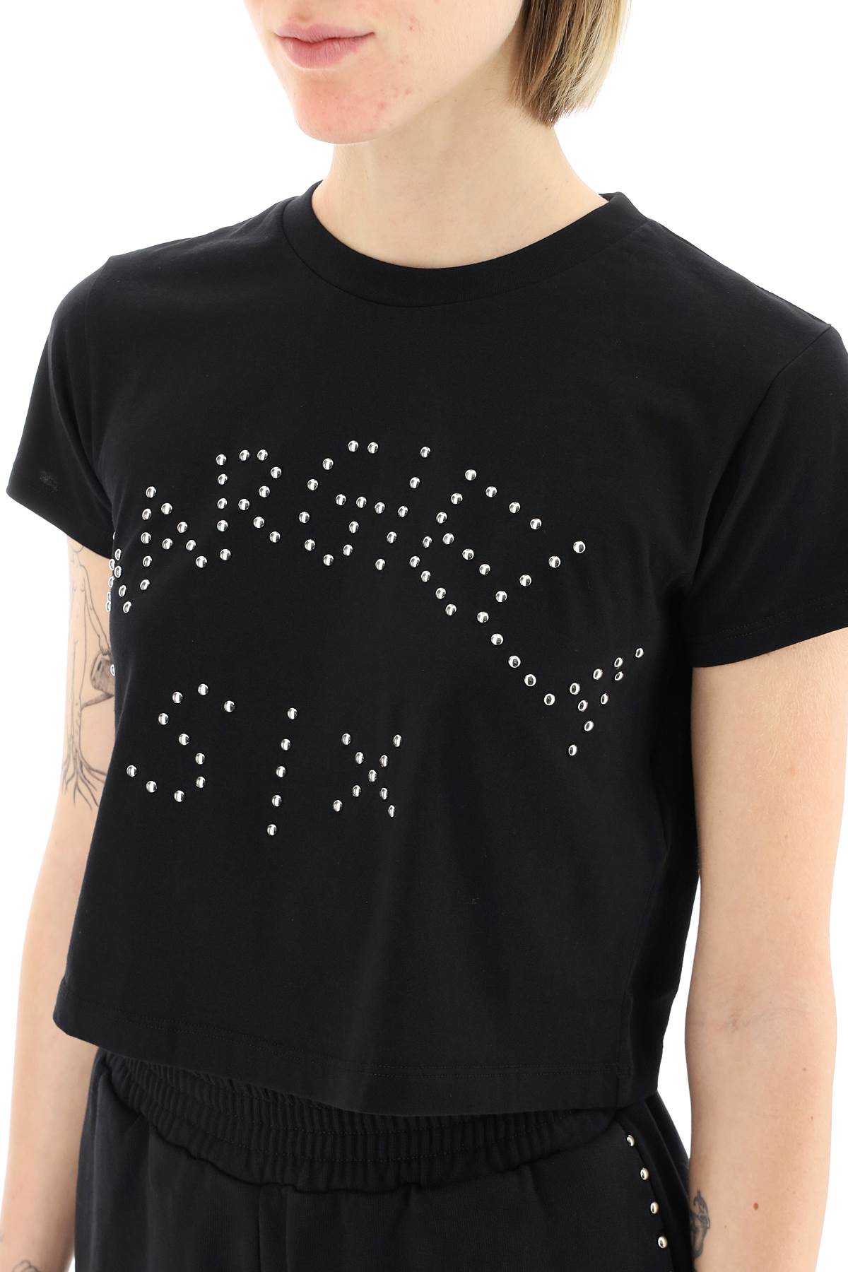 Mm6 Maison Margiela Stud-logo Crew Neck T-shirt In Black | ModeSens