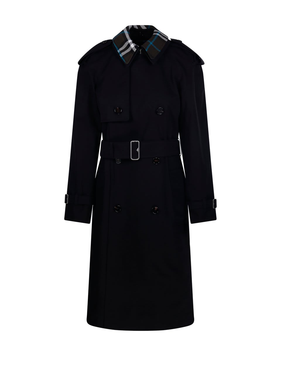 Shop Burberry Double Breasted Belted Trench Coat In Black