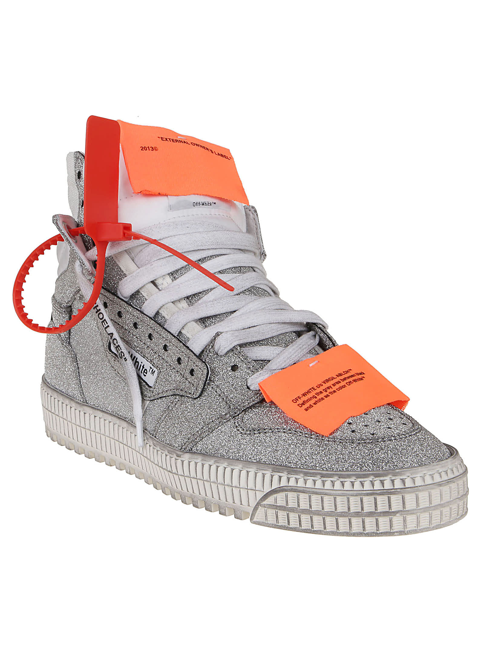 Off-White Off-White Glitter Off Court Sneaker - Silver No Colo ...