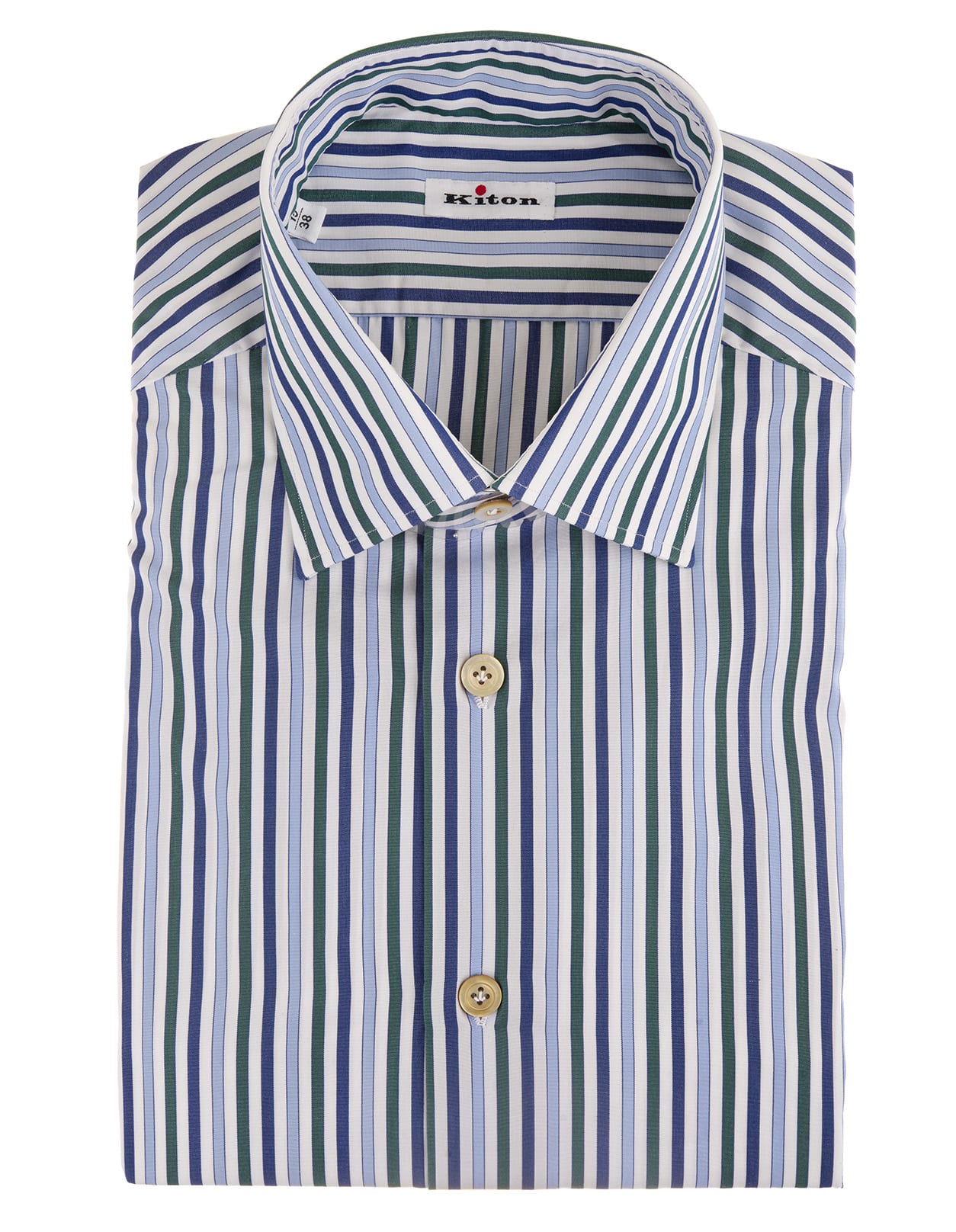 Kiton Regular Fit Man Shirt With Multicolor Triple Stripes