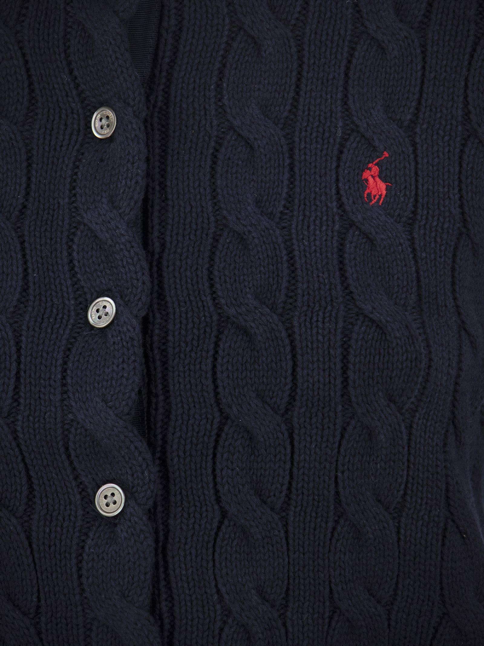 Shop Polo Ralph Lauren Navy Cotton Cardigan In Blue