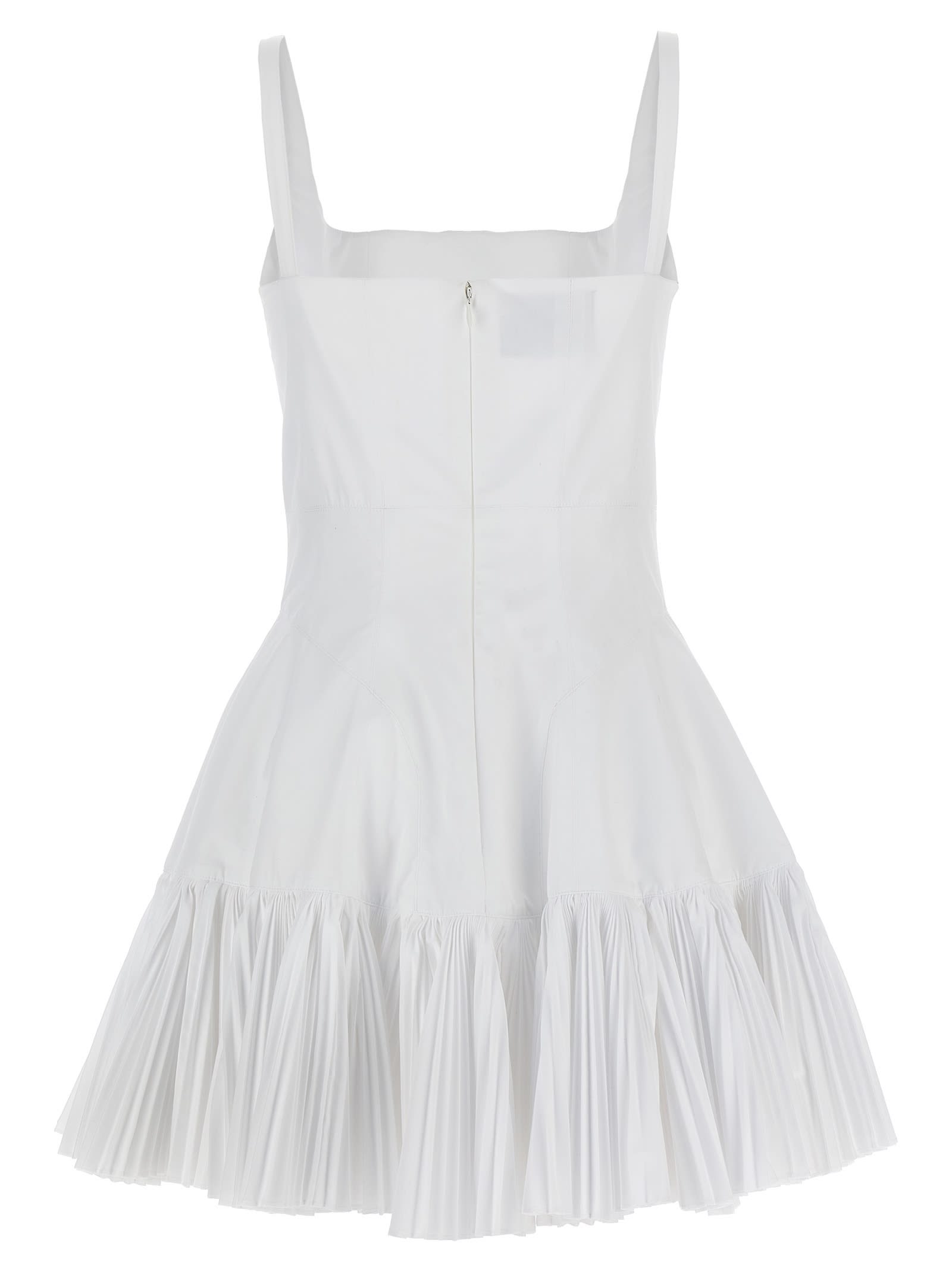 Giovanni Bedin Cotton Blend Mini Dress With Pleated Hem In White