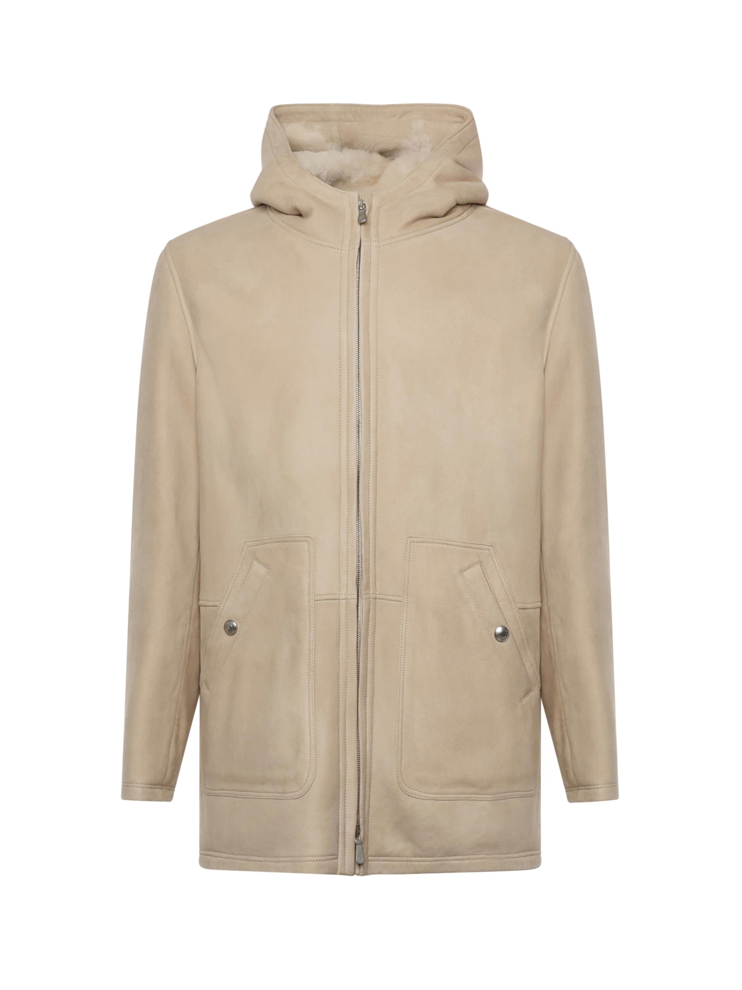 Eleventy Zip-up Hooded Jacket In Neutral