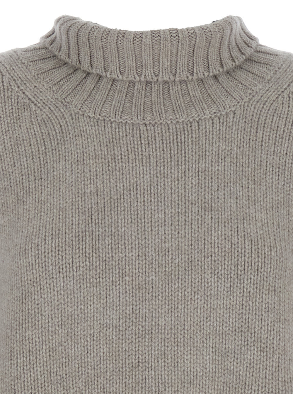 Goat Girlfriend Grey Turtleneck Sweater With Ribbed Trims In Cashmere Woman In Gray