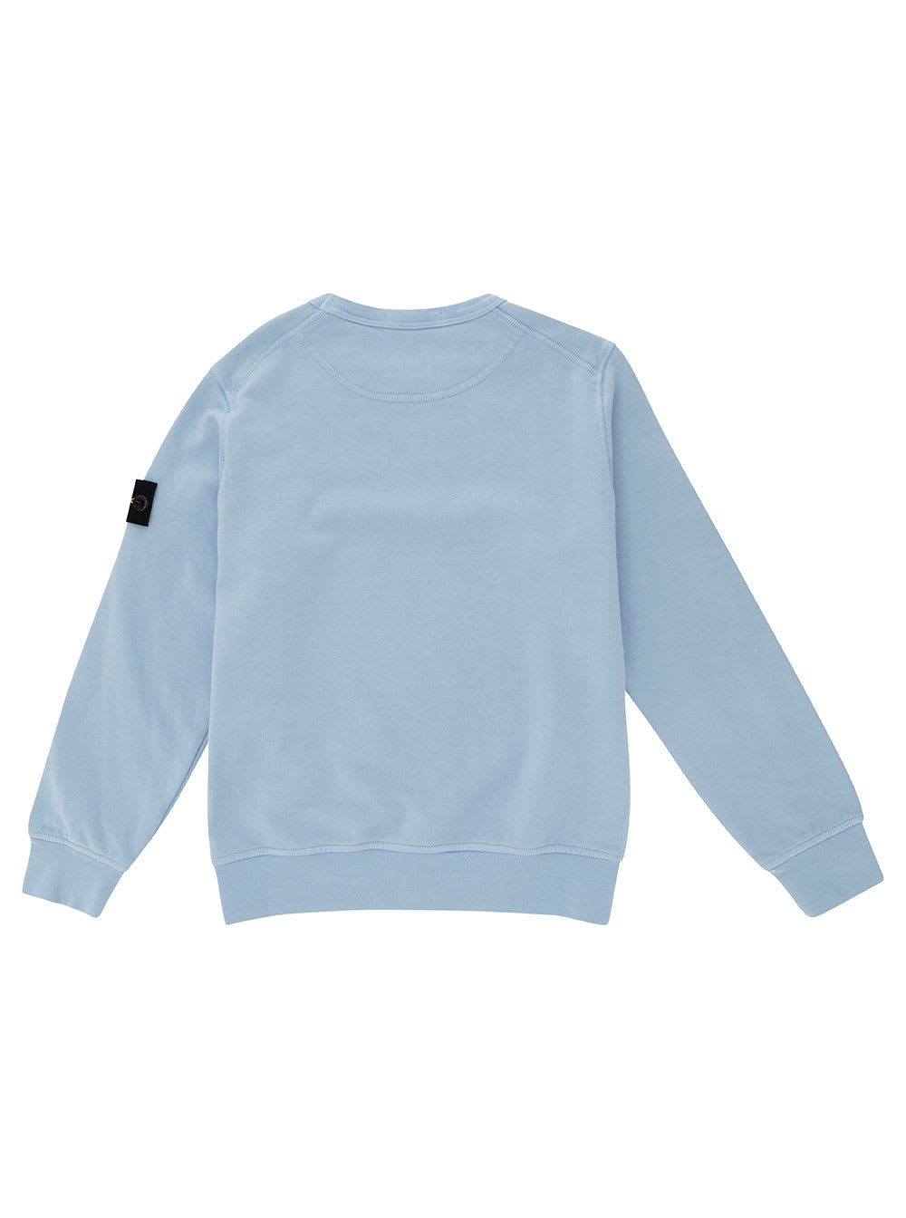 Shop Stone Island Light Blue Crewneck Sweatshirt With Logo Patch In Cotton Boy