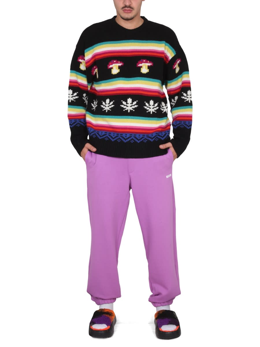 Shop Msgm Wool Crew Neck Sweater In Multicolour