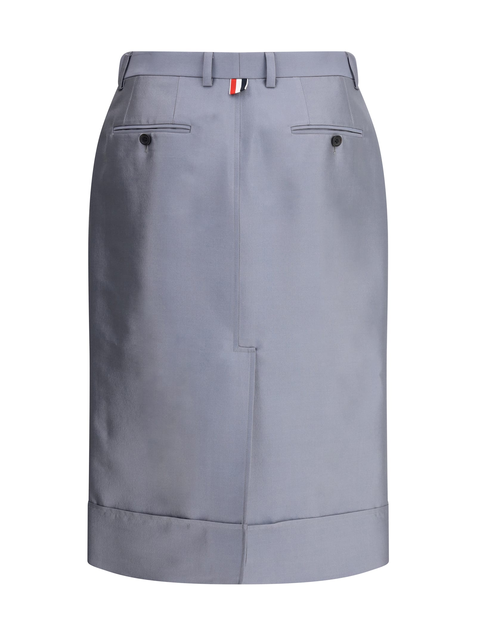 Thom Browne Tailored Midi Skirt Back Slit In Gray