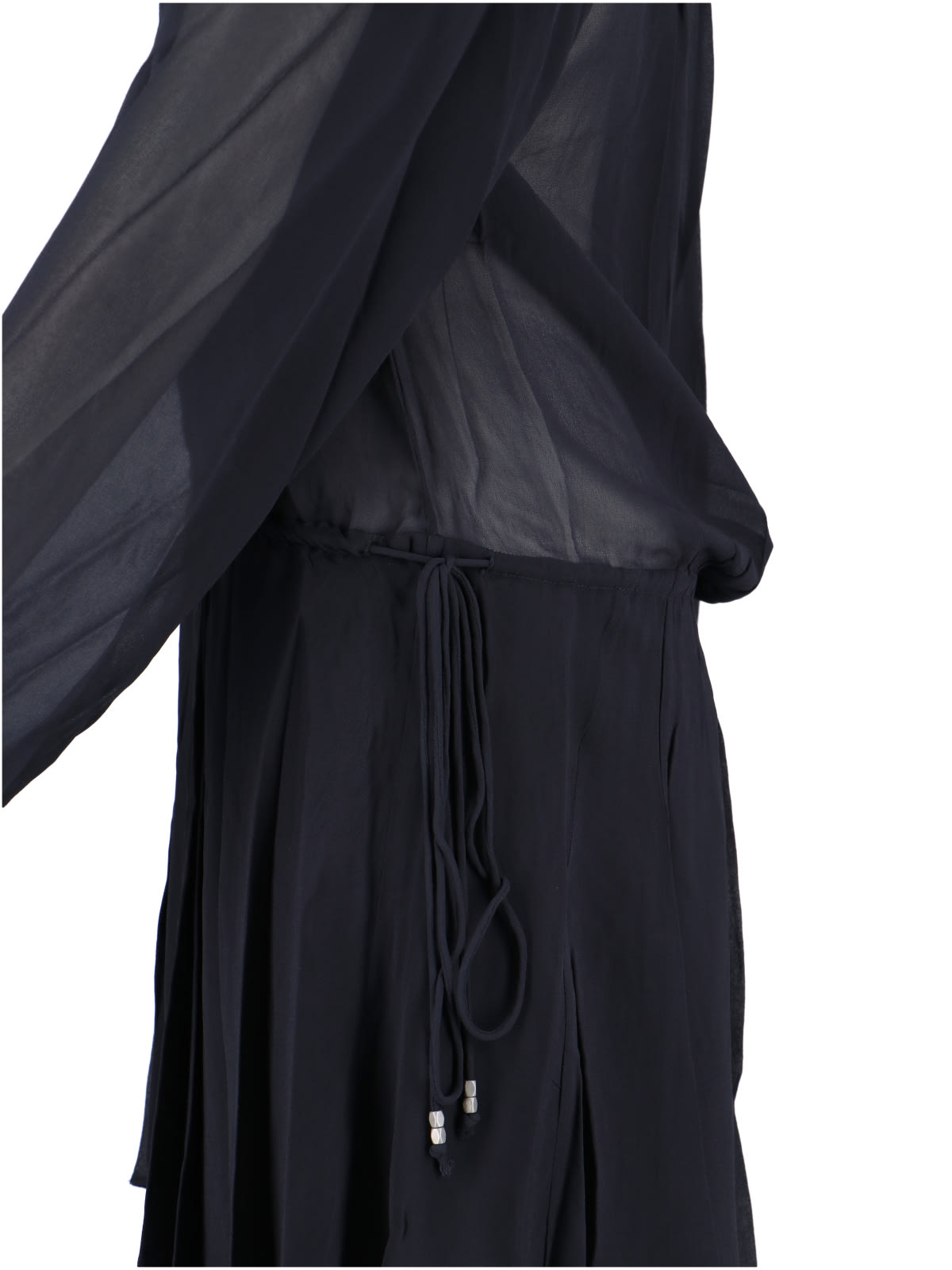 Isabel Marant Étoile Black Semi-transparent Midi Dress With Drawstring Waist In Blue
