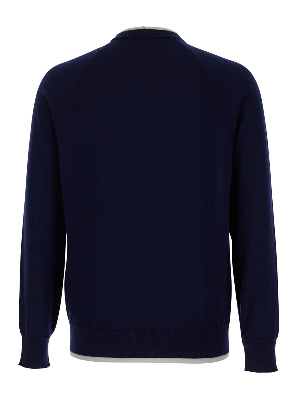 Shop Eleventy Blue Crewneck Sweater With Ribbed Trim In Wool Man